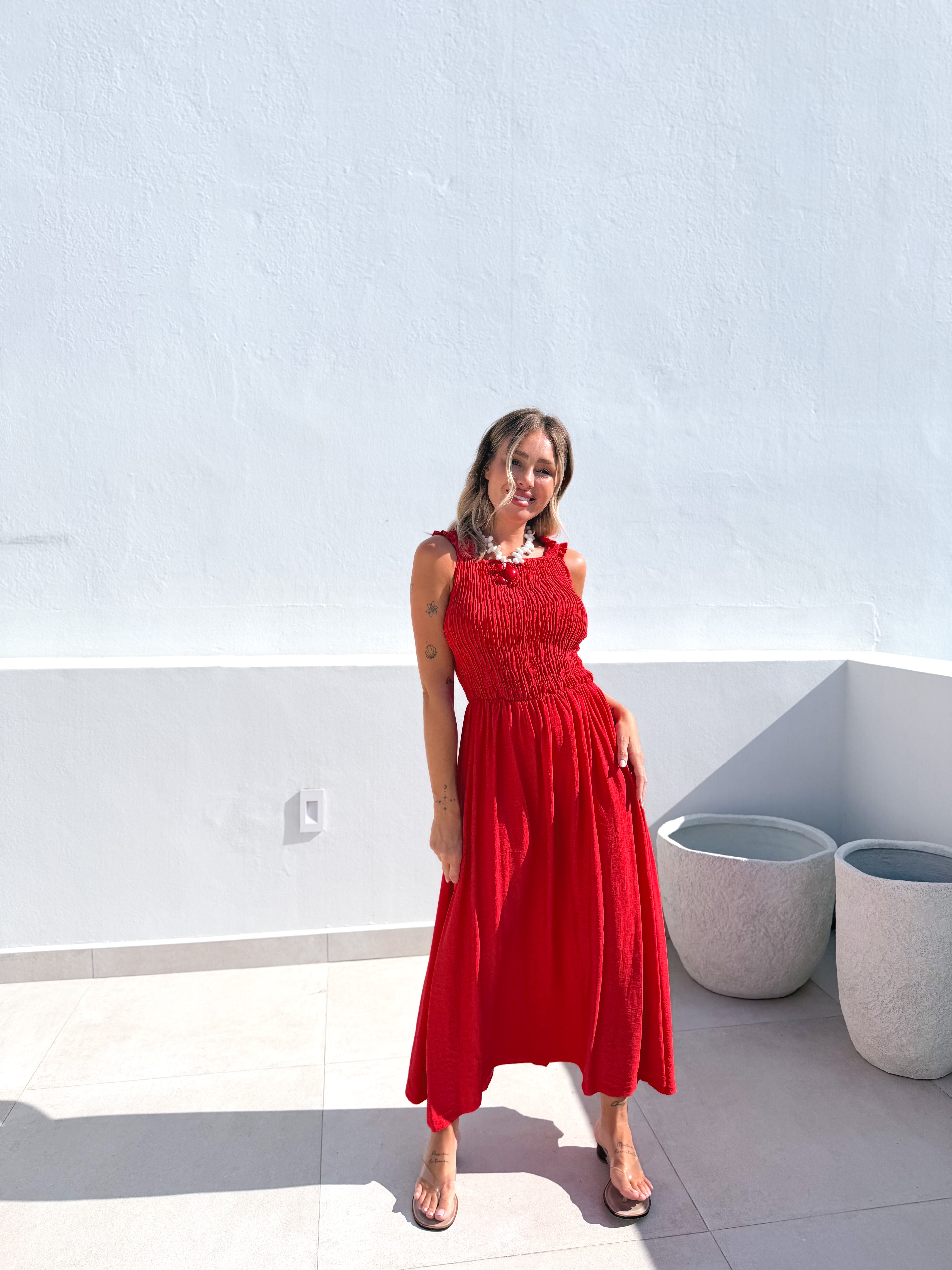 Vestido Frunces multiposición rojo