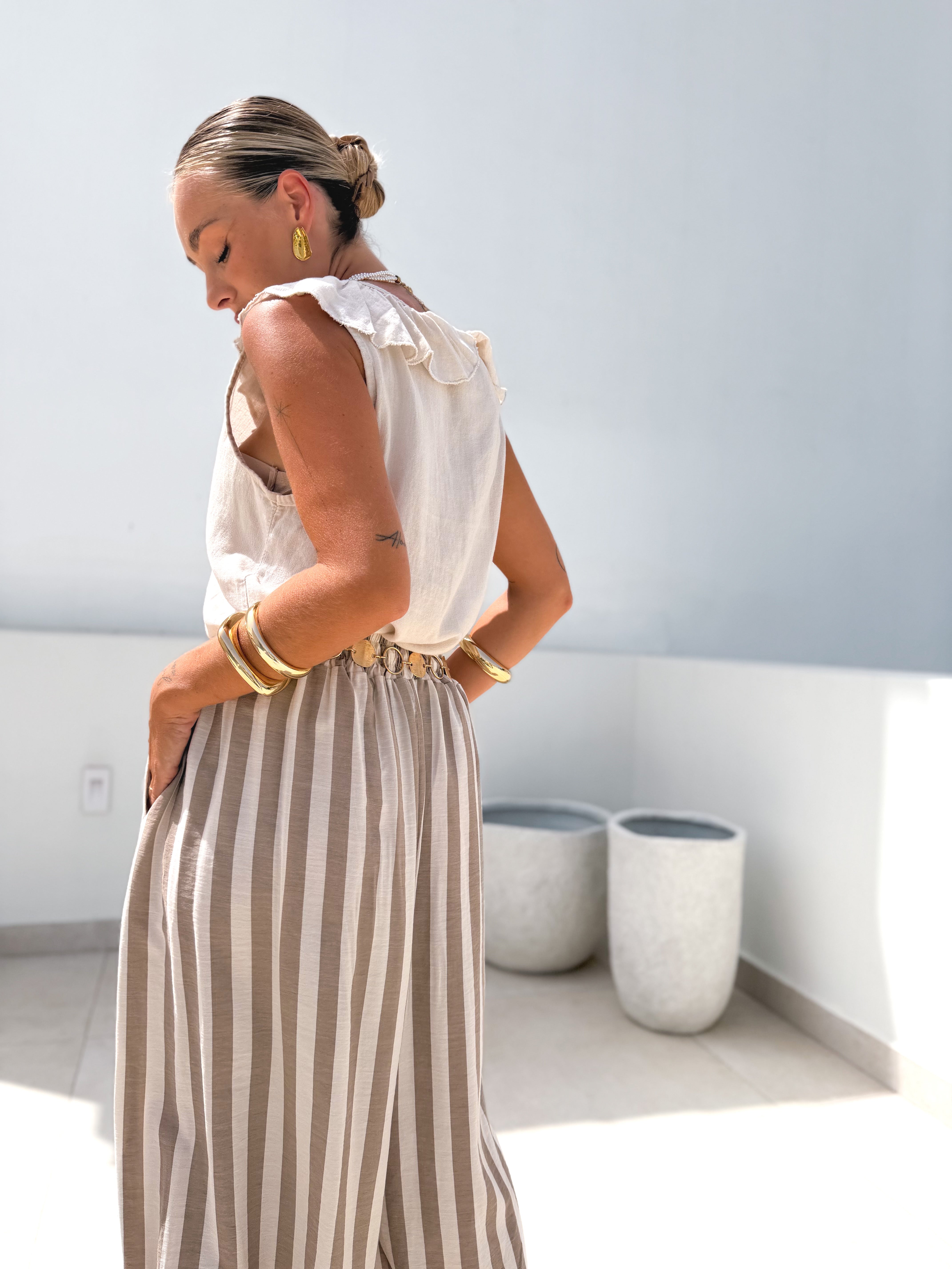 Bombacho rayas beige
