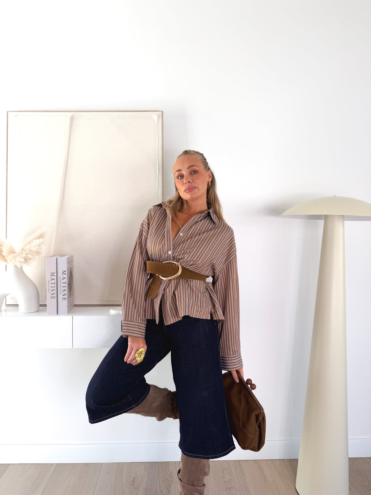 Camisa rayas Camel