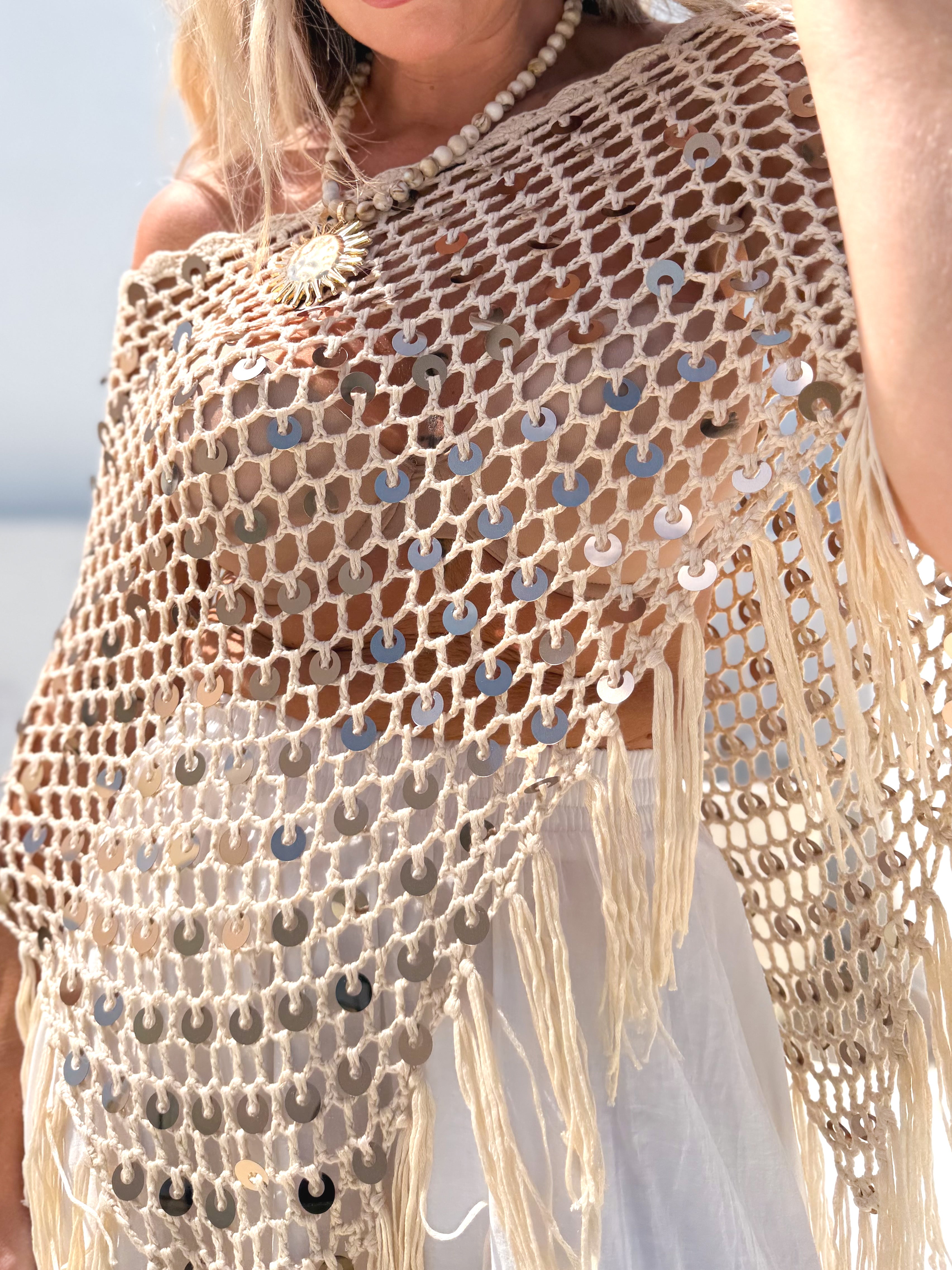 Poncho crochet combinado