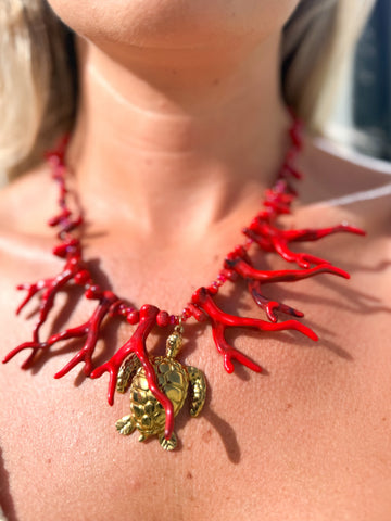 Collar Mar coral rojo