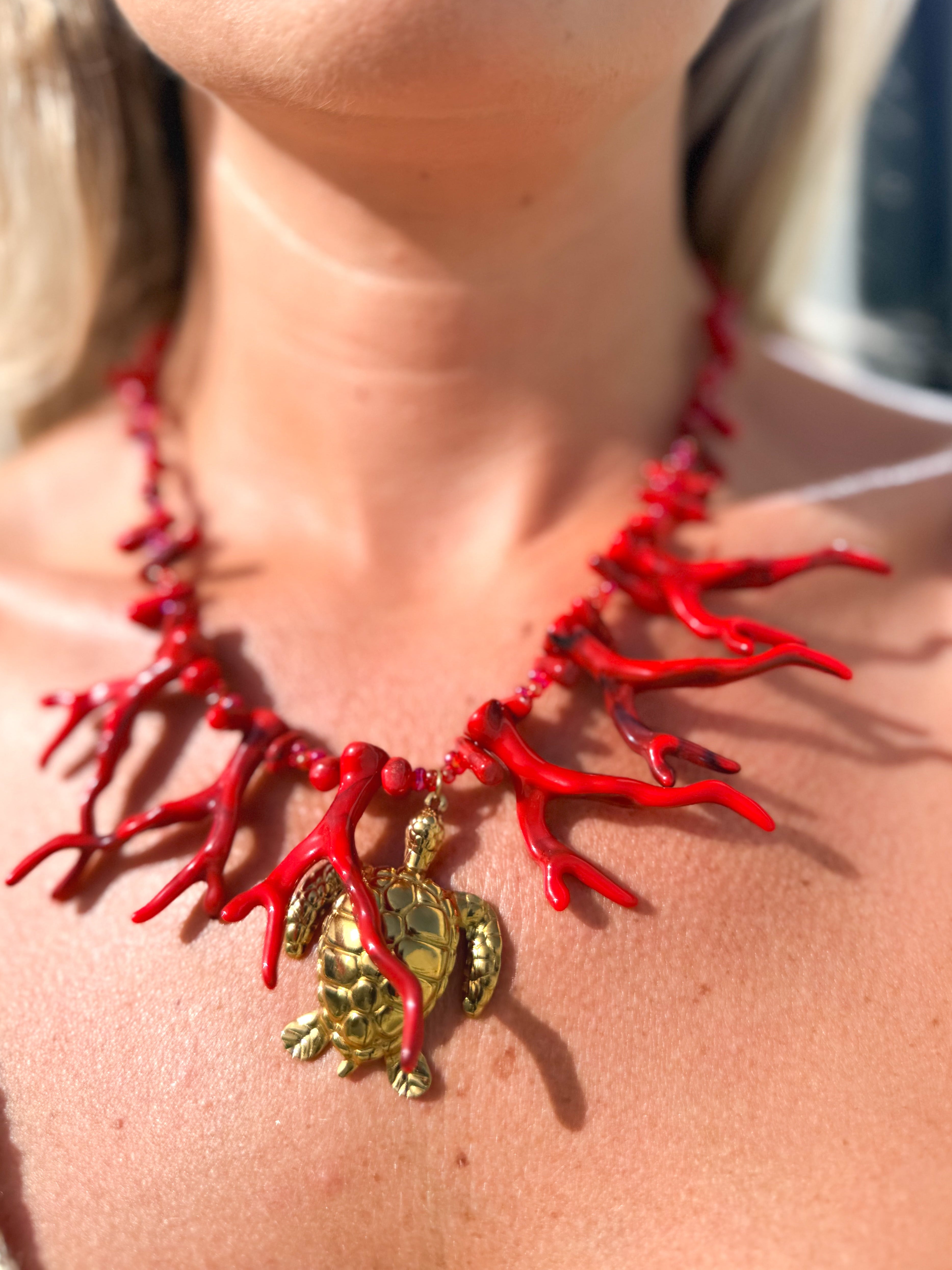 Collar Mar coral rojo