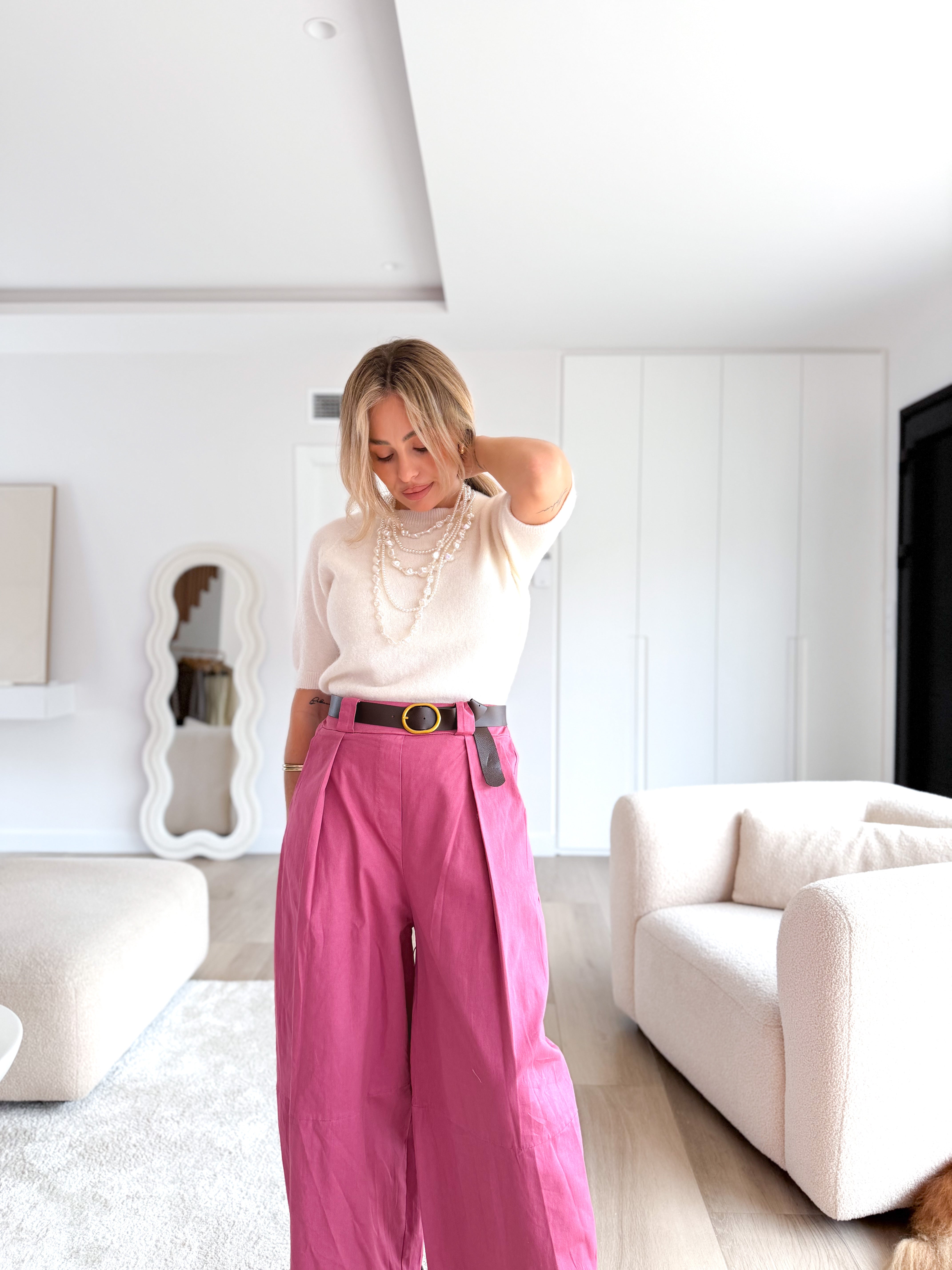 Pantalón ballon pinza rosa