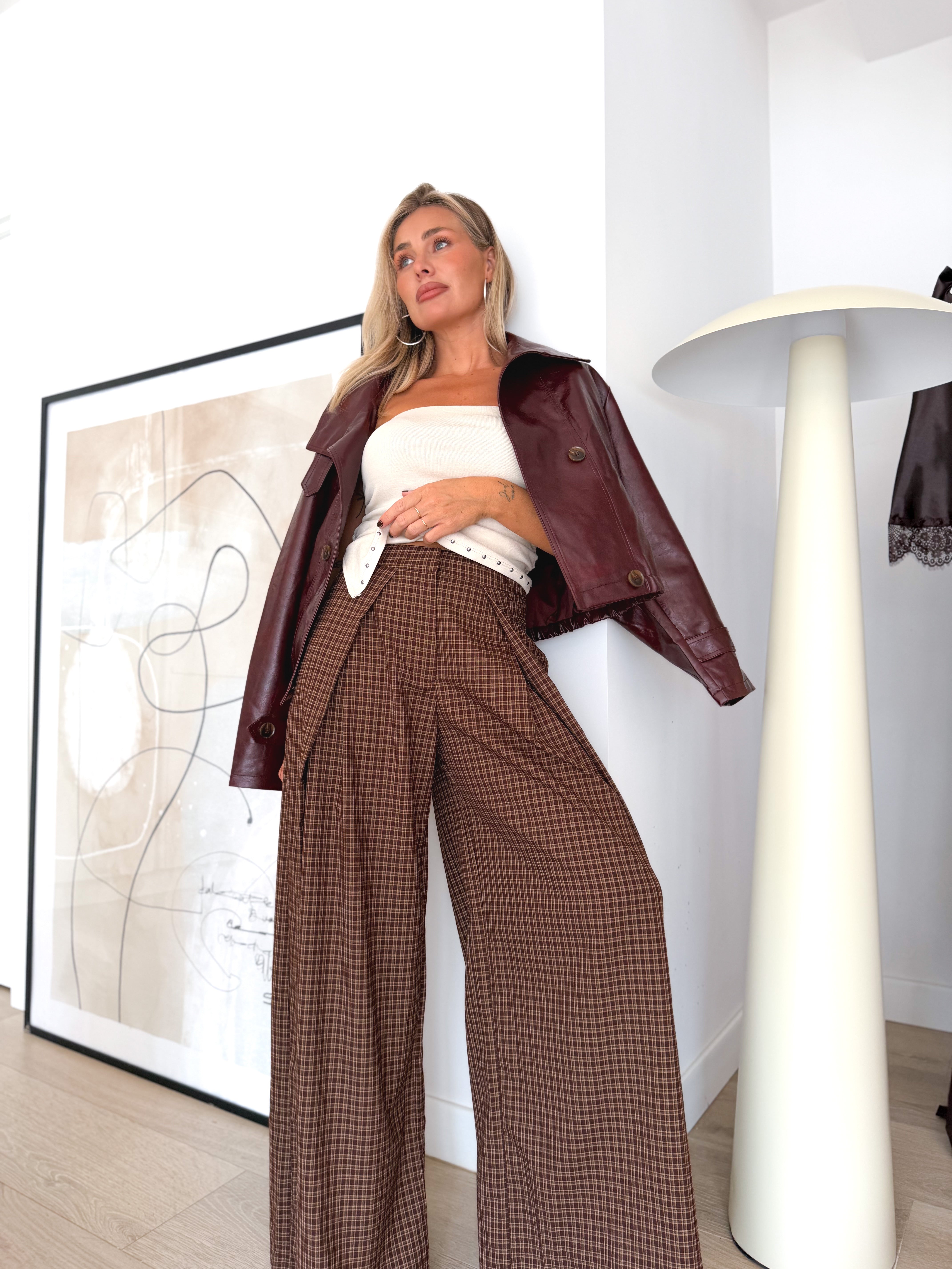 Pantalón pinzas cuadros