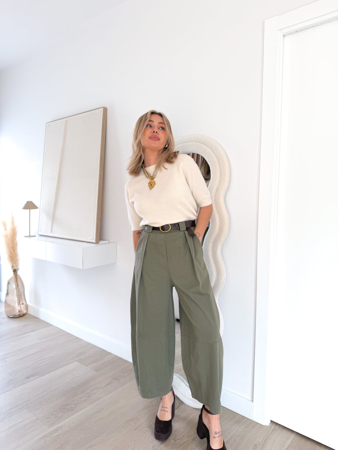 Pantalón ballon pinza verde