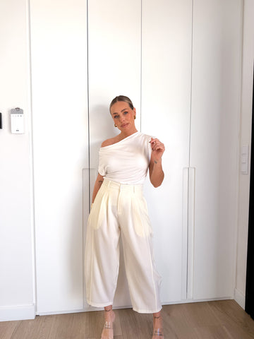Pantalón pinza tobillero Hueso