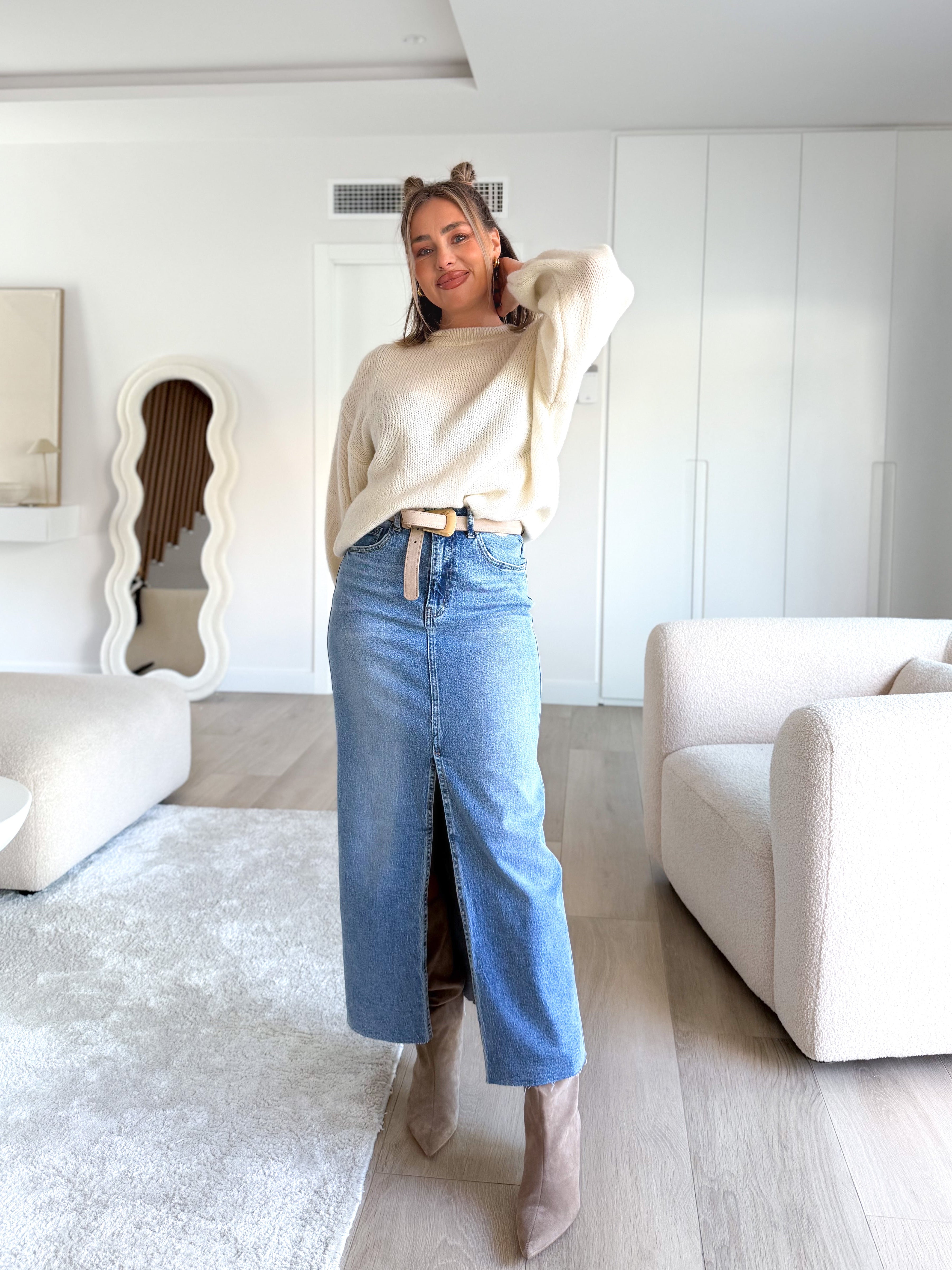 Falda larga denim