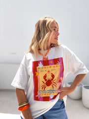 Camiseta oversize roja/rosa