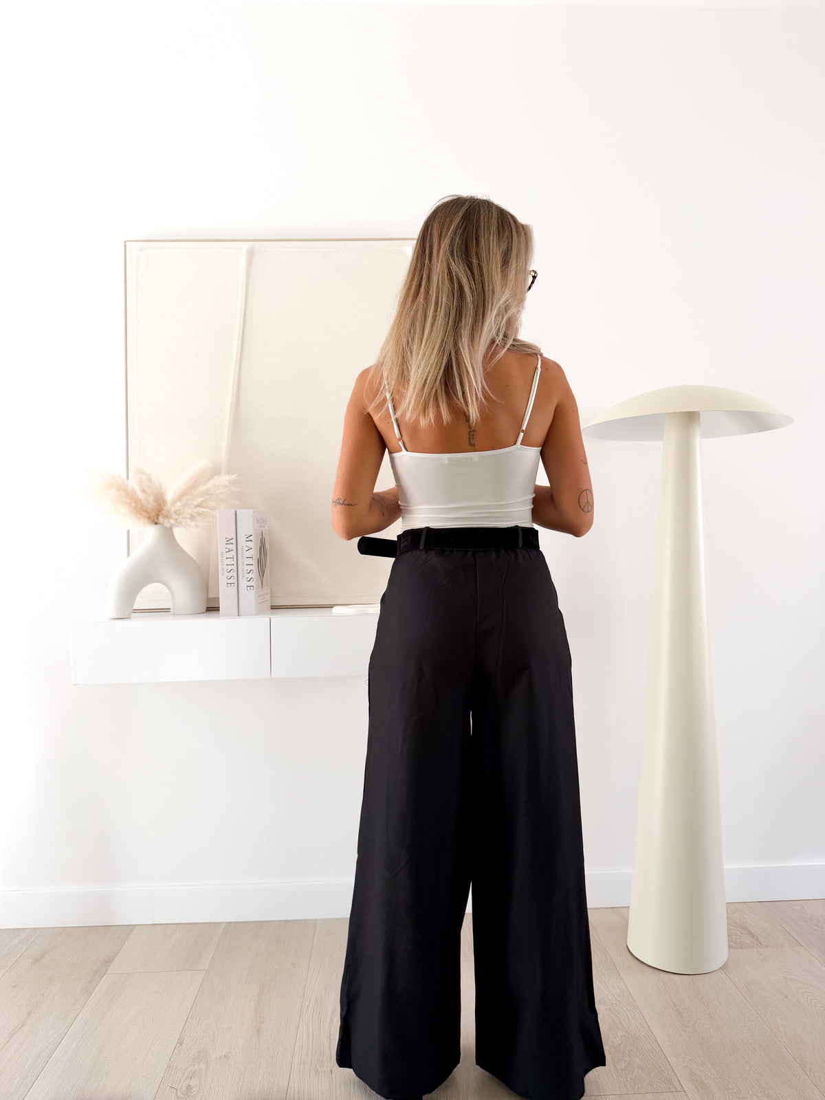 Pantalón pinza wide leg negro
