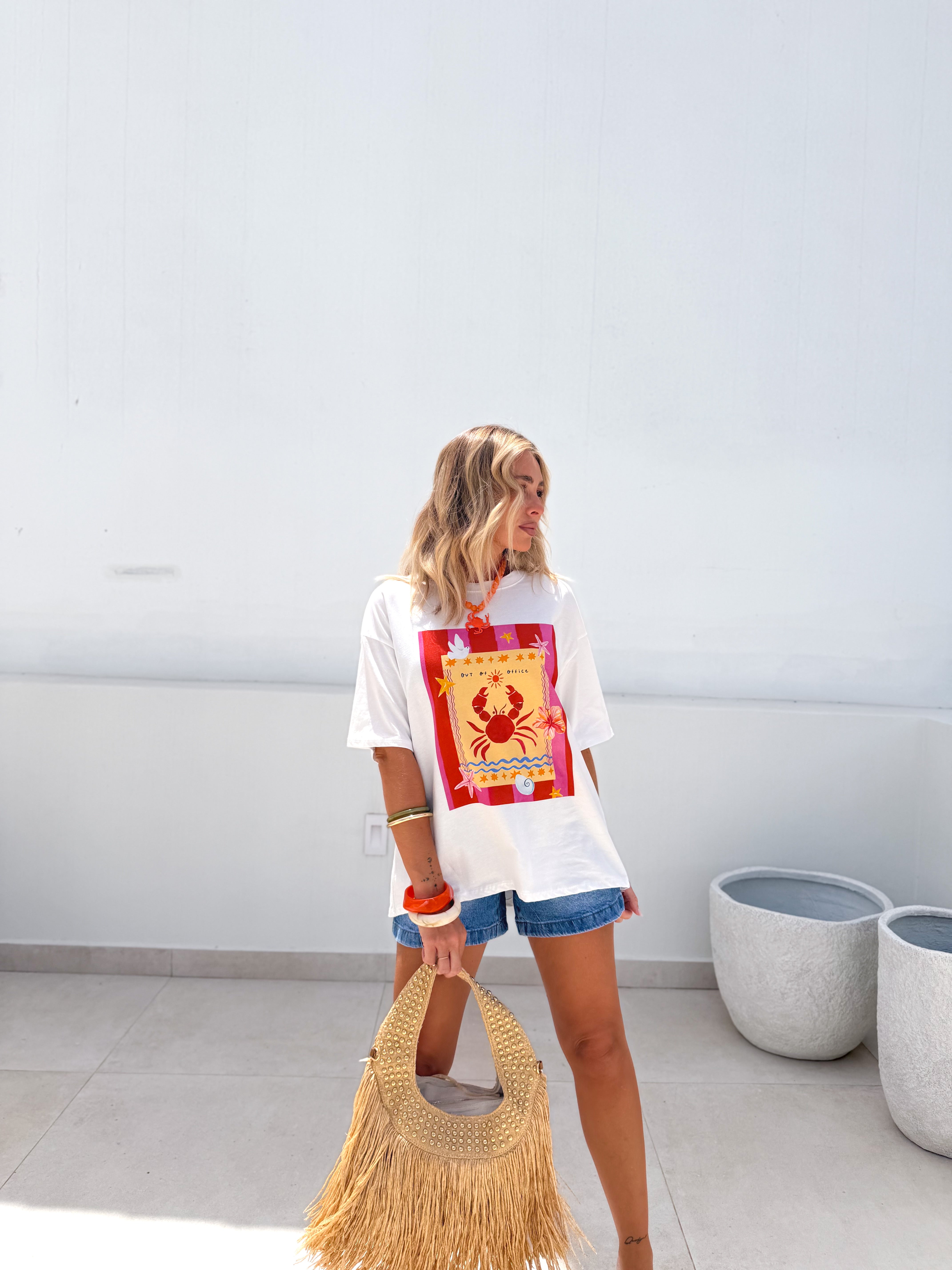 Camiseta oversize roja/rosa