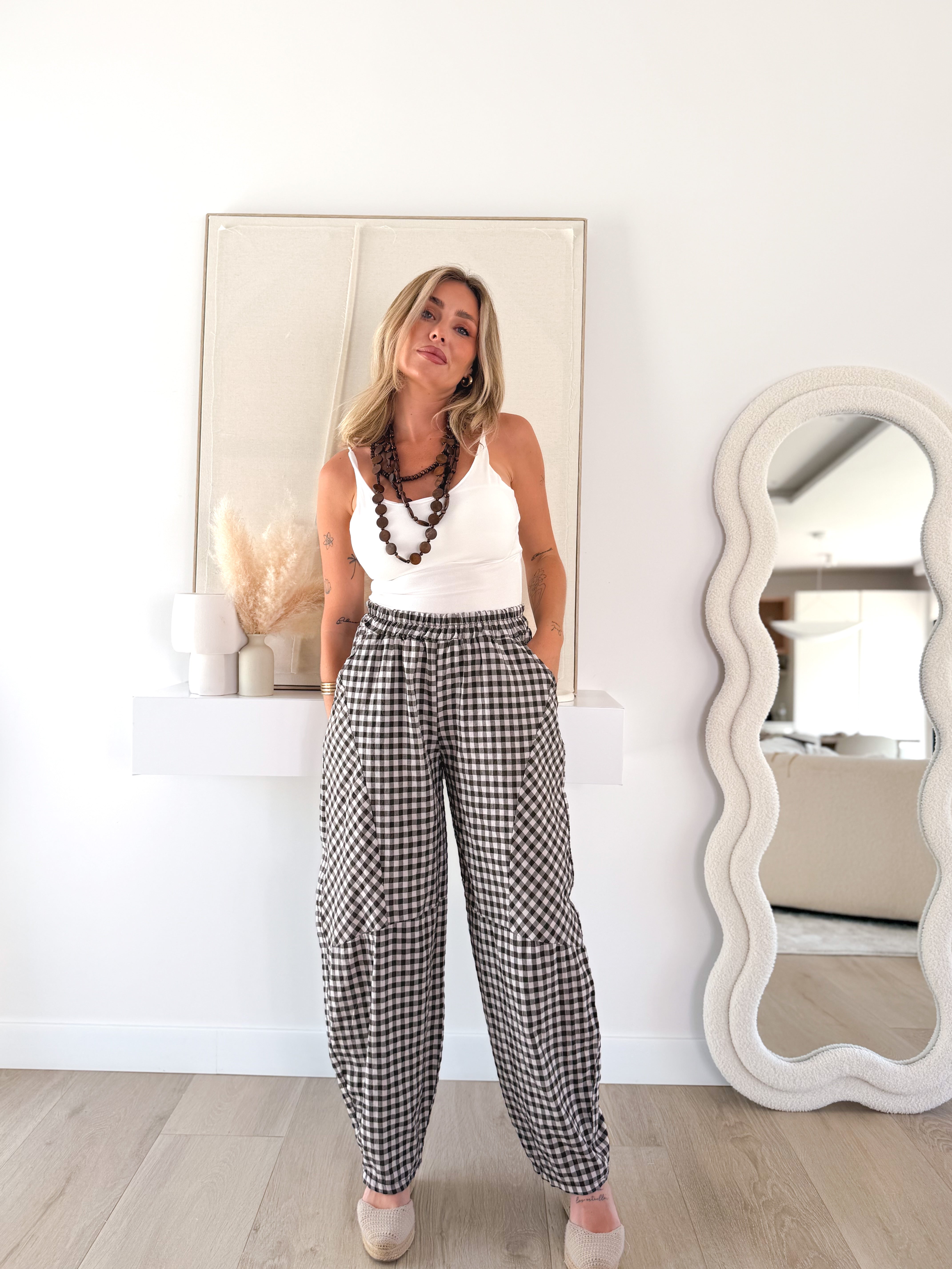 Pantalón bombacho Vichy choco