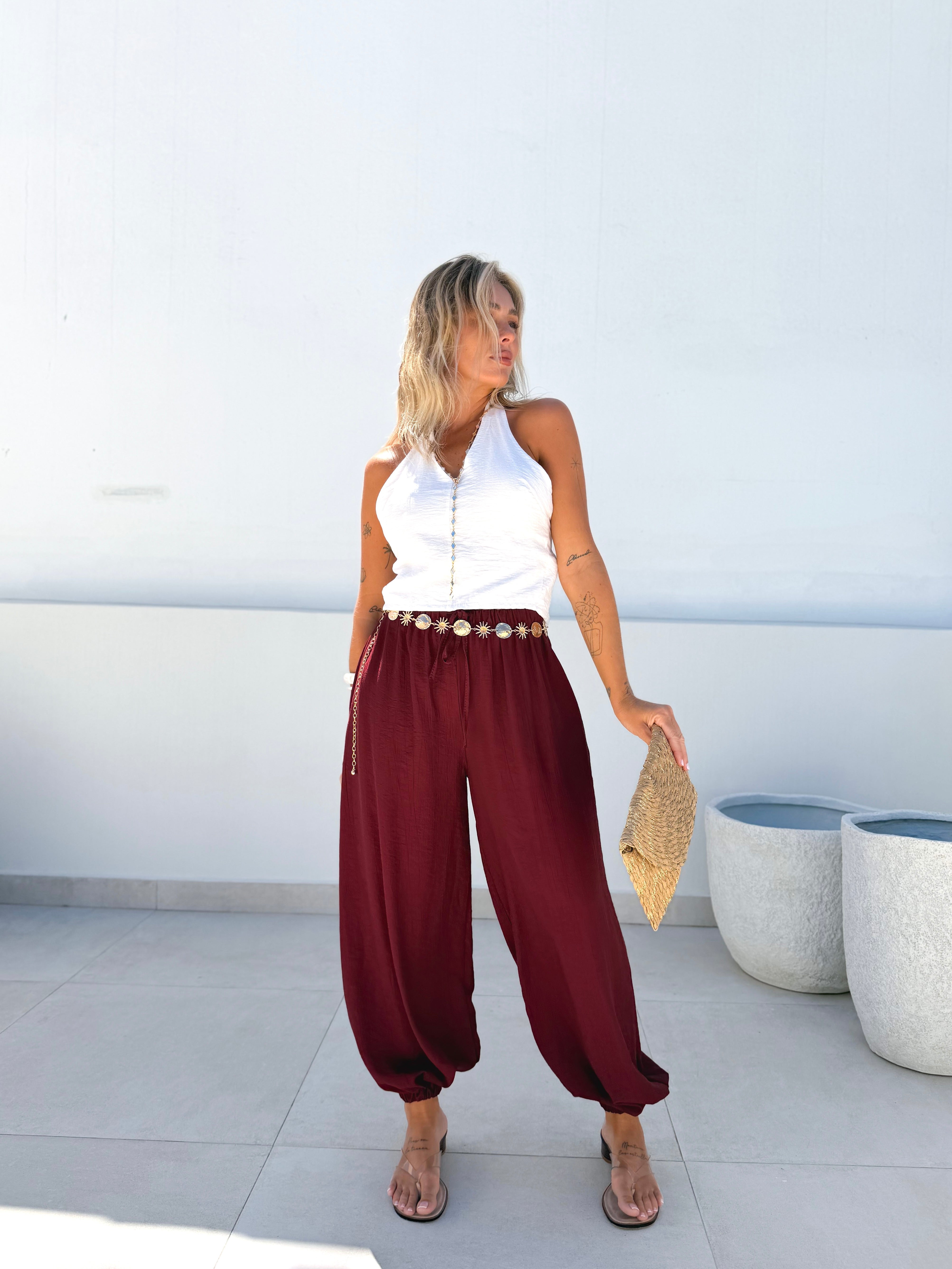Pantalón Bombacho Burdeos