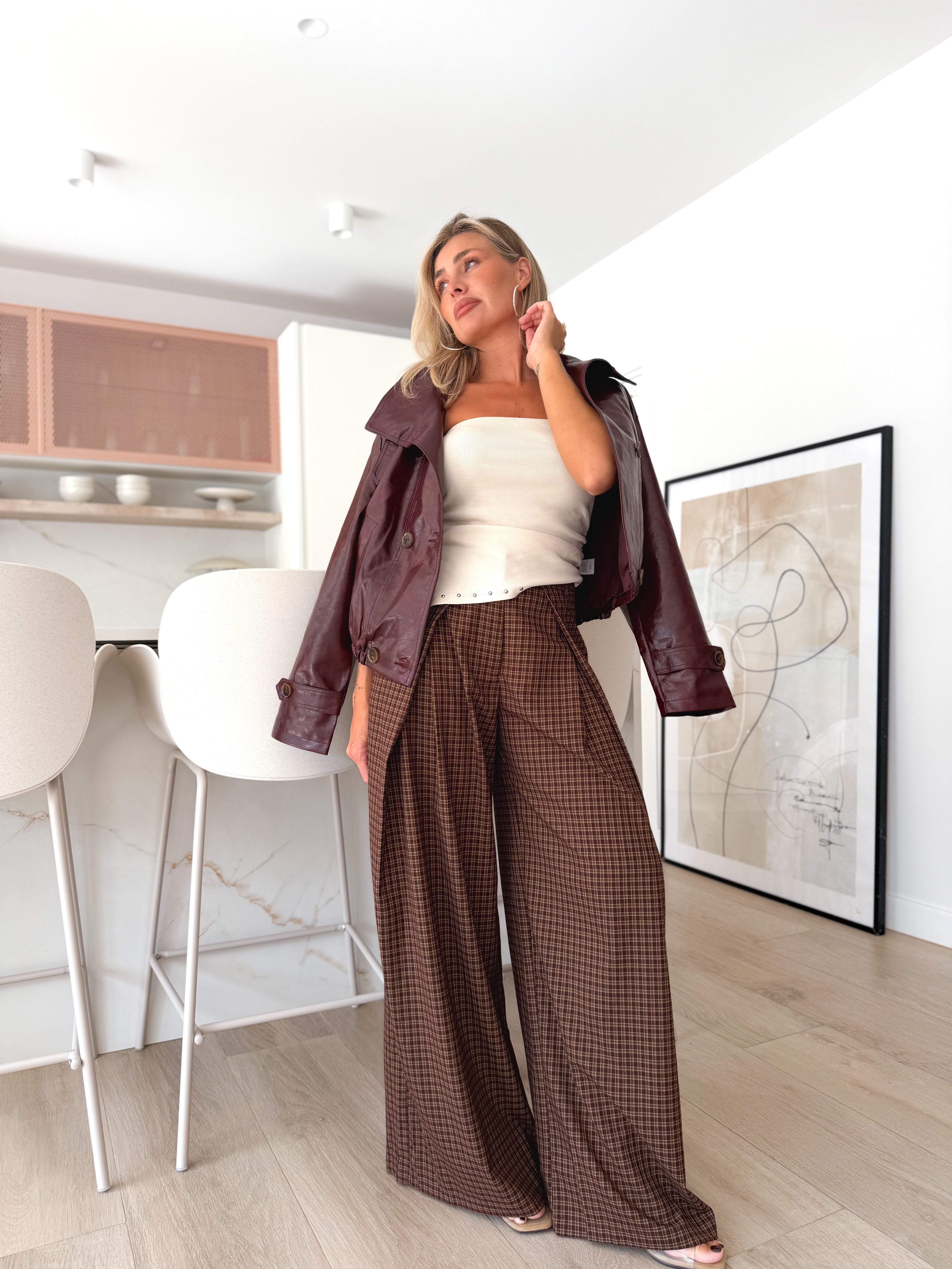 Pantalón pinzas cuadros