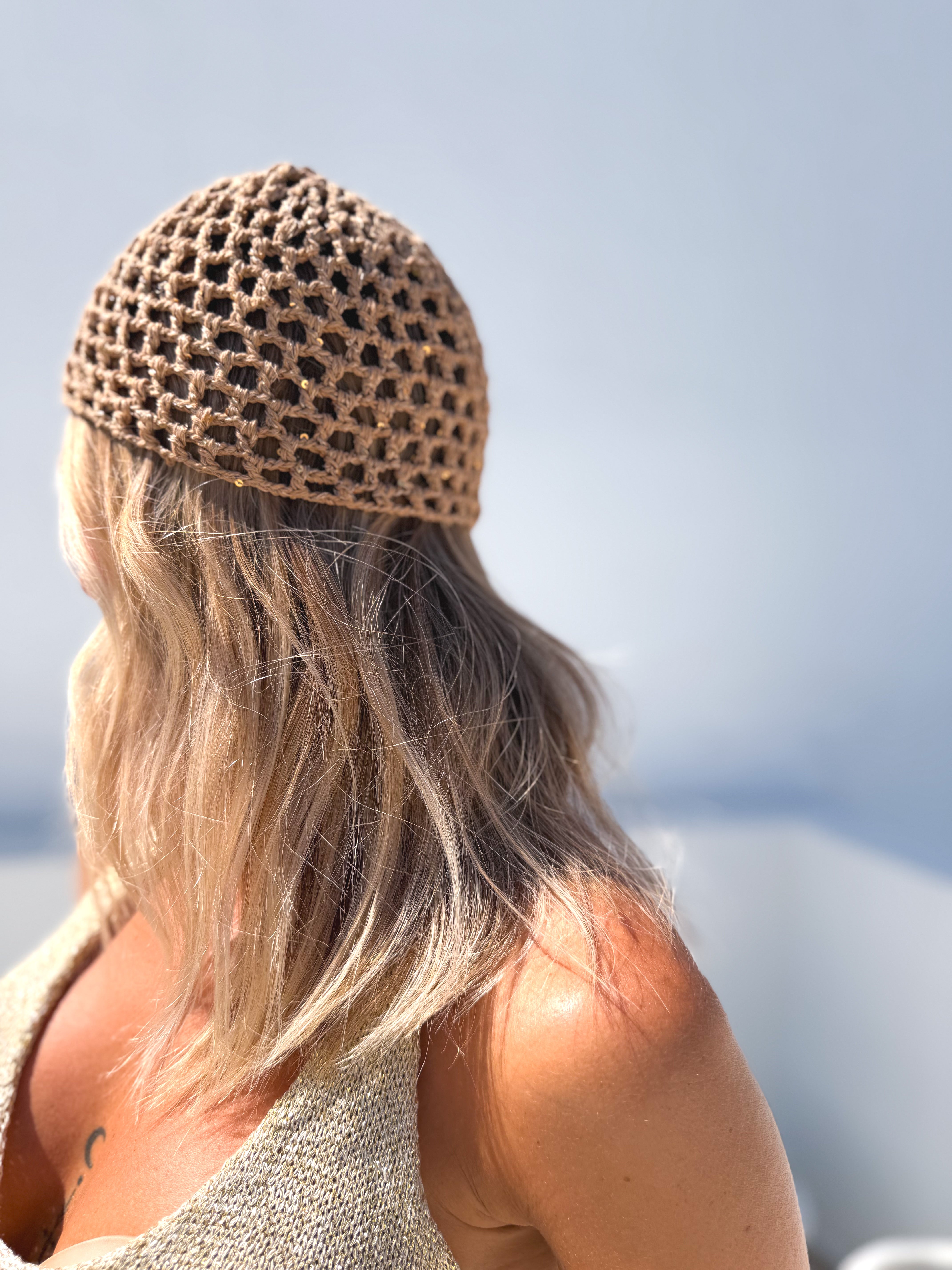 Casquete crochet Camel