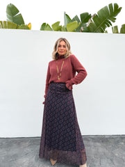 Falda larga gasa estampado multi