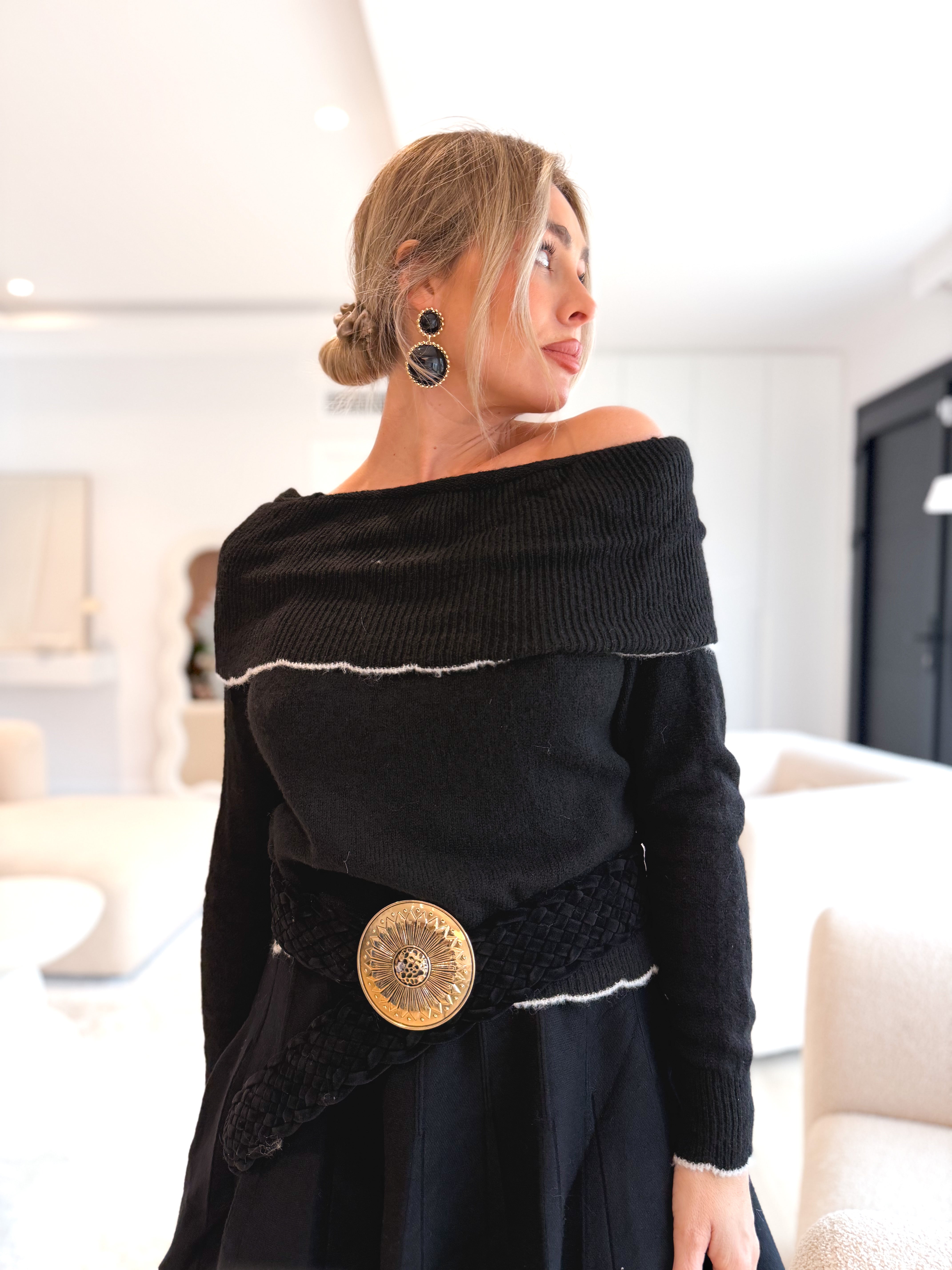 Jersey banda bicolor negro