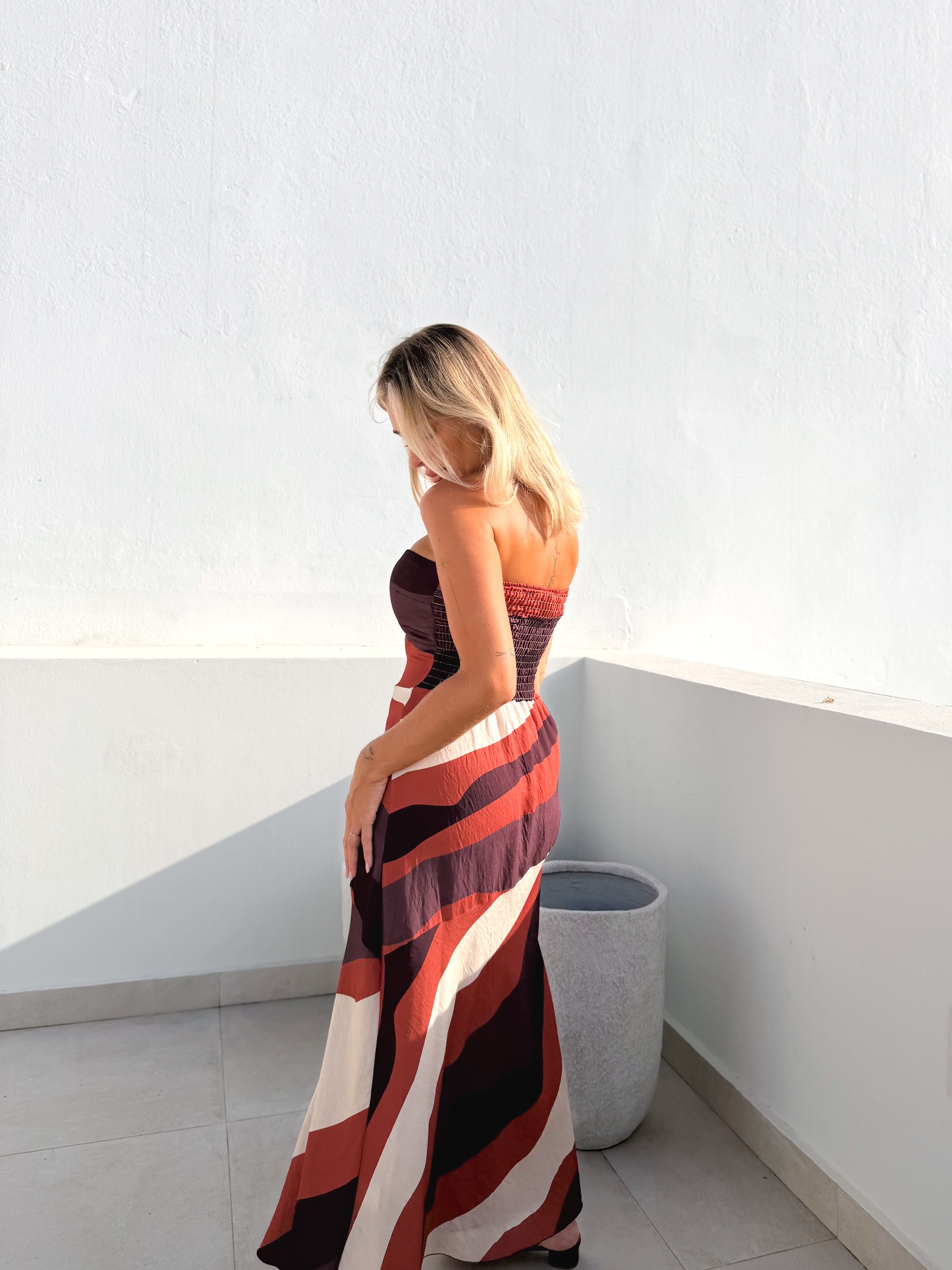 Vestido banda teja