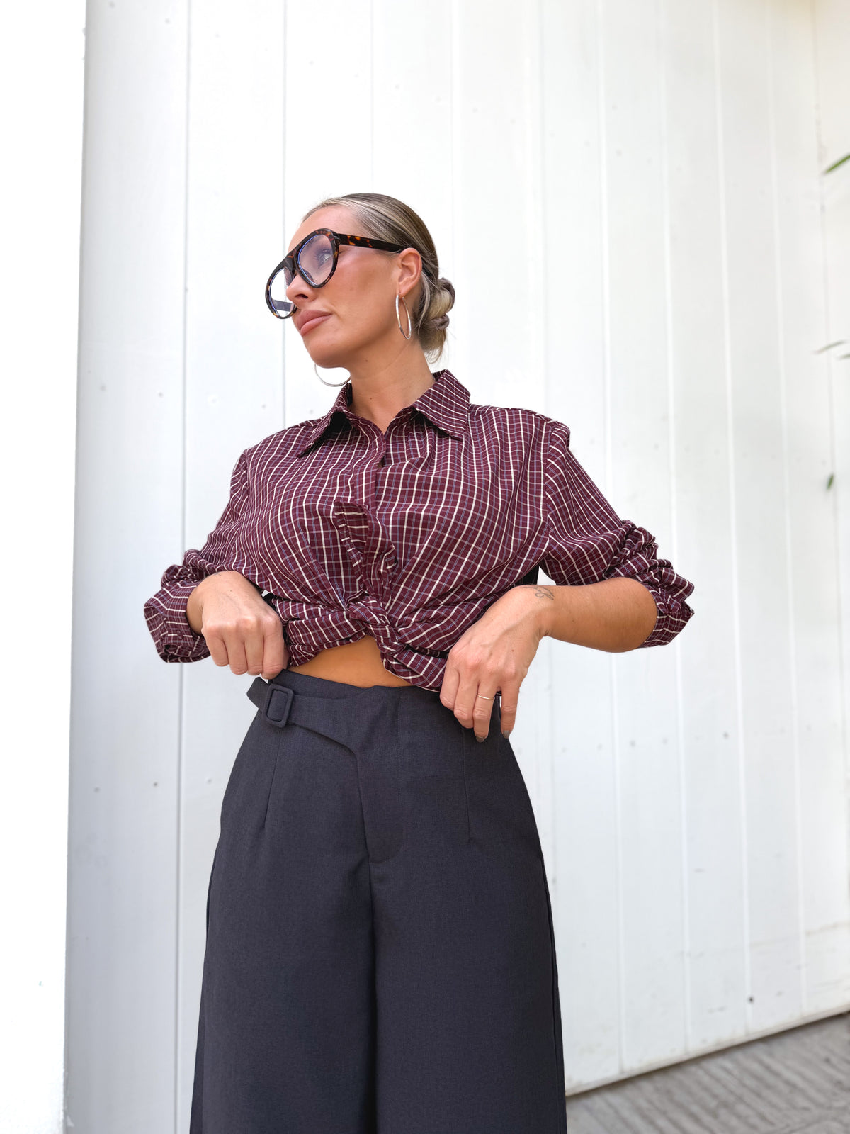Pantalón pinzas jaspeado gris