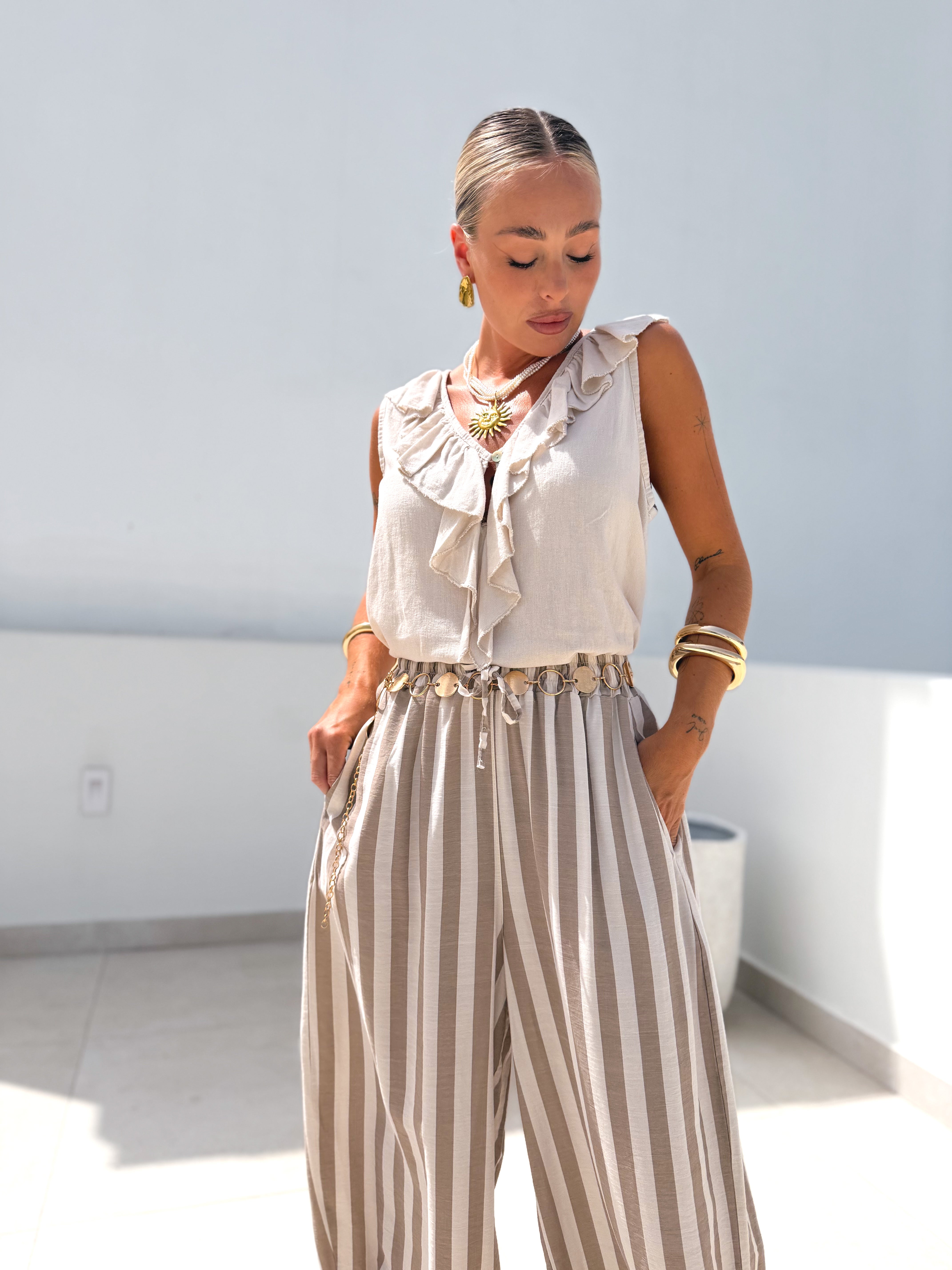 Bombacho rayas beige