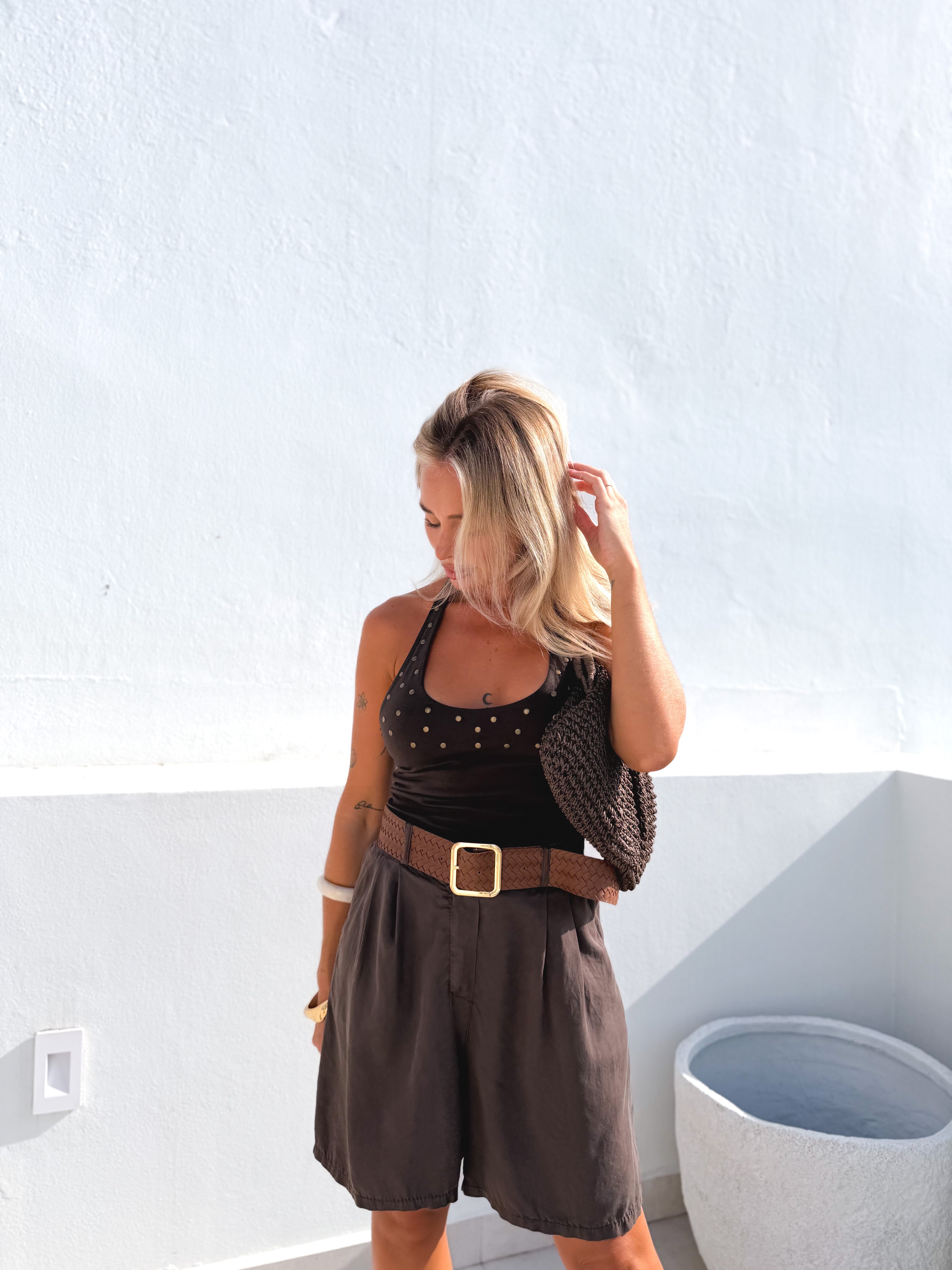 Bermudas pinza marrón