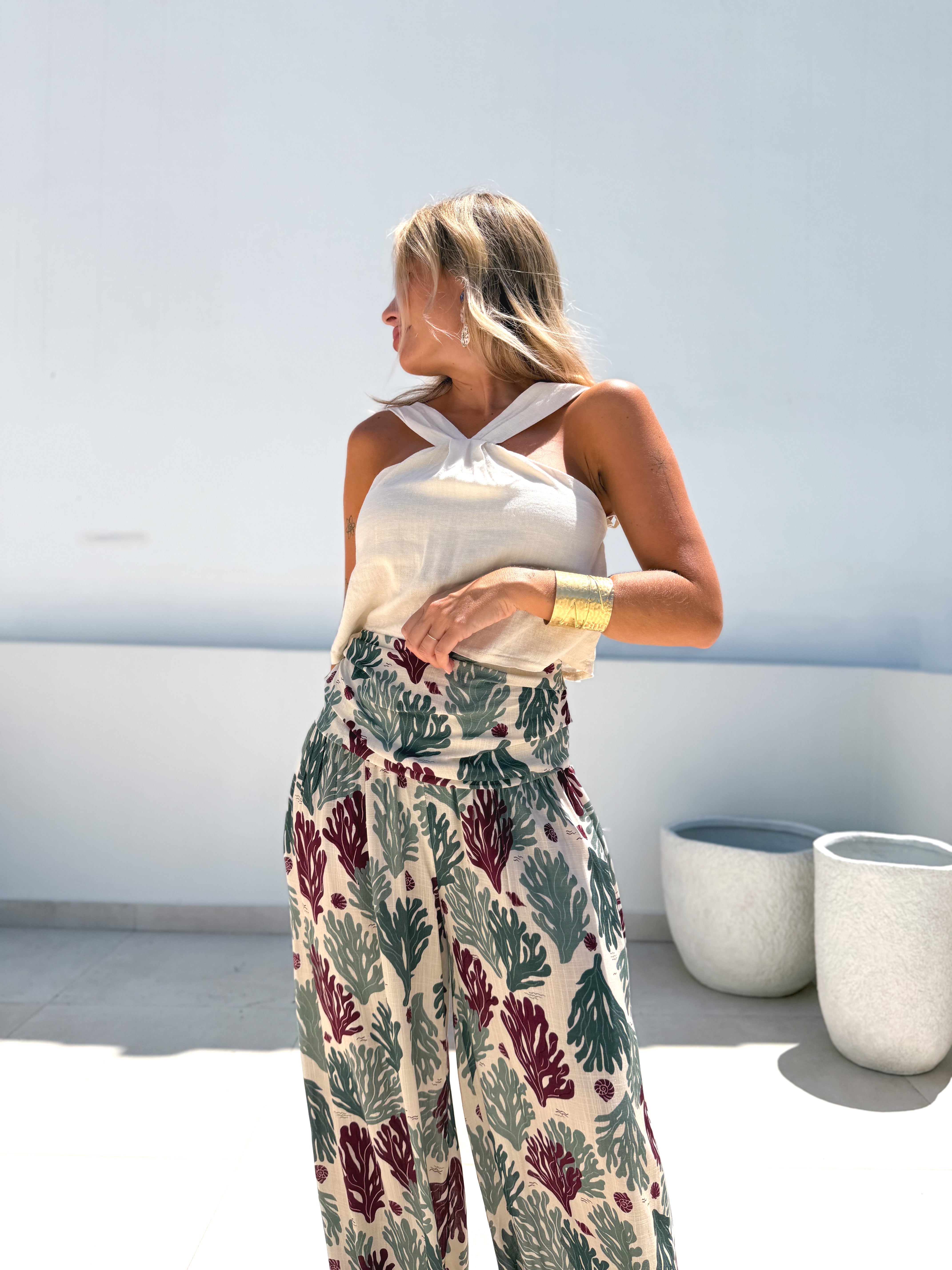 Pantalón bombacho coral agua