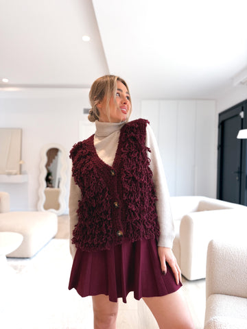 Chaleco pelo lana Burdeos