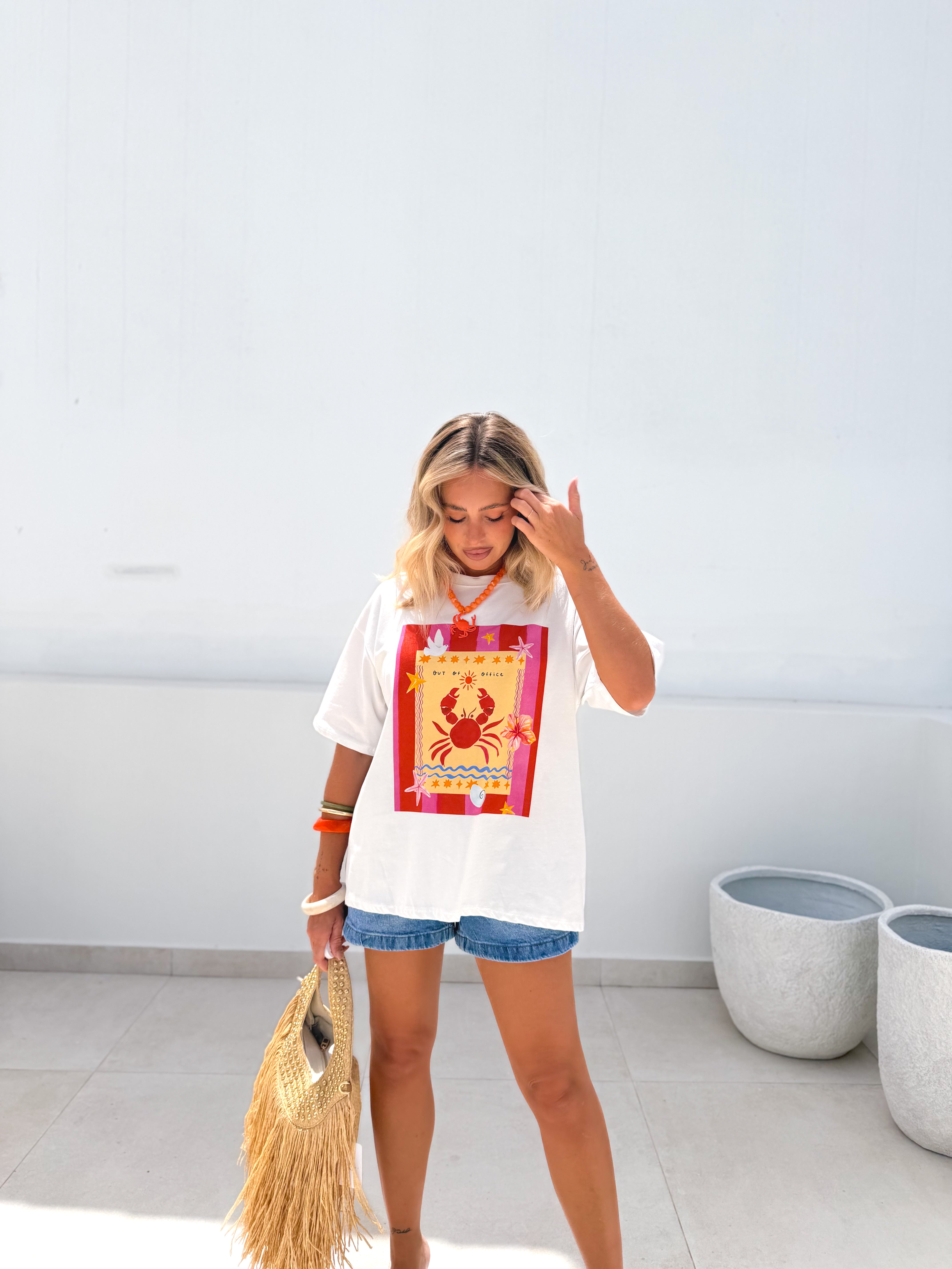 Camiseta oversize roja/rosa