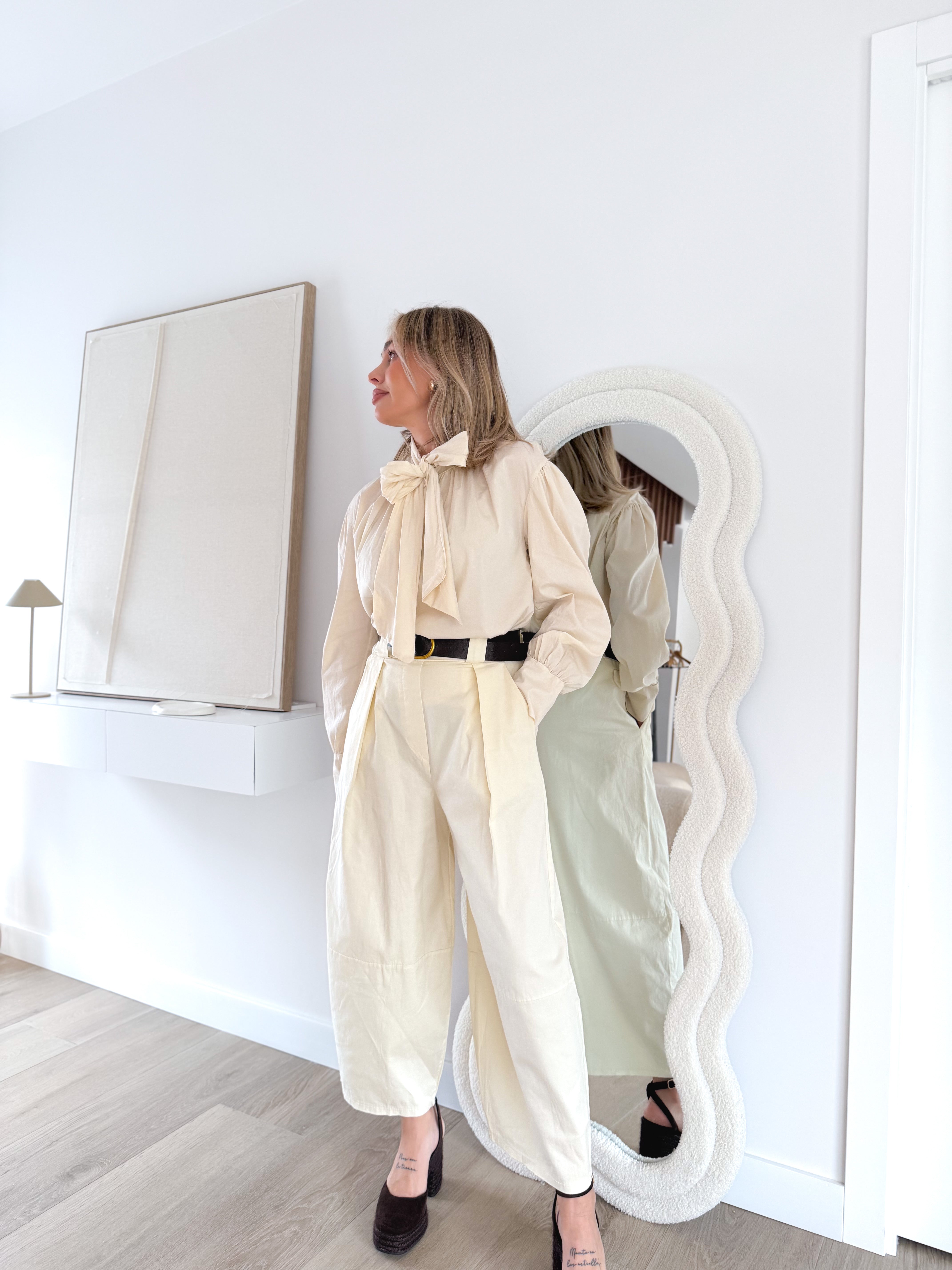 Pantalón ballon pinza beige