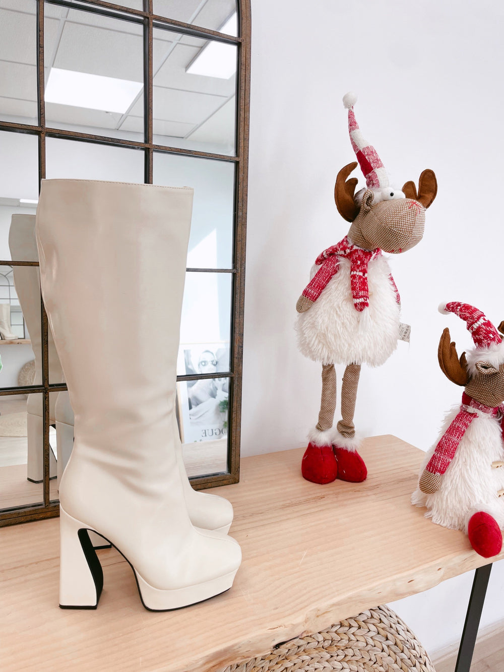 Botas altas polipiel beige