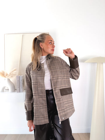 Chaqueta cuadros combinada