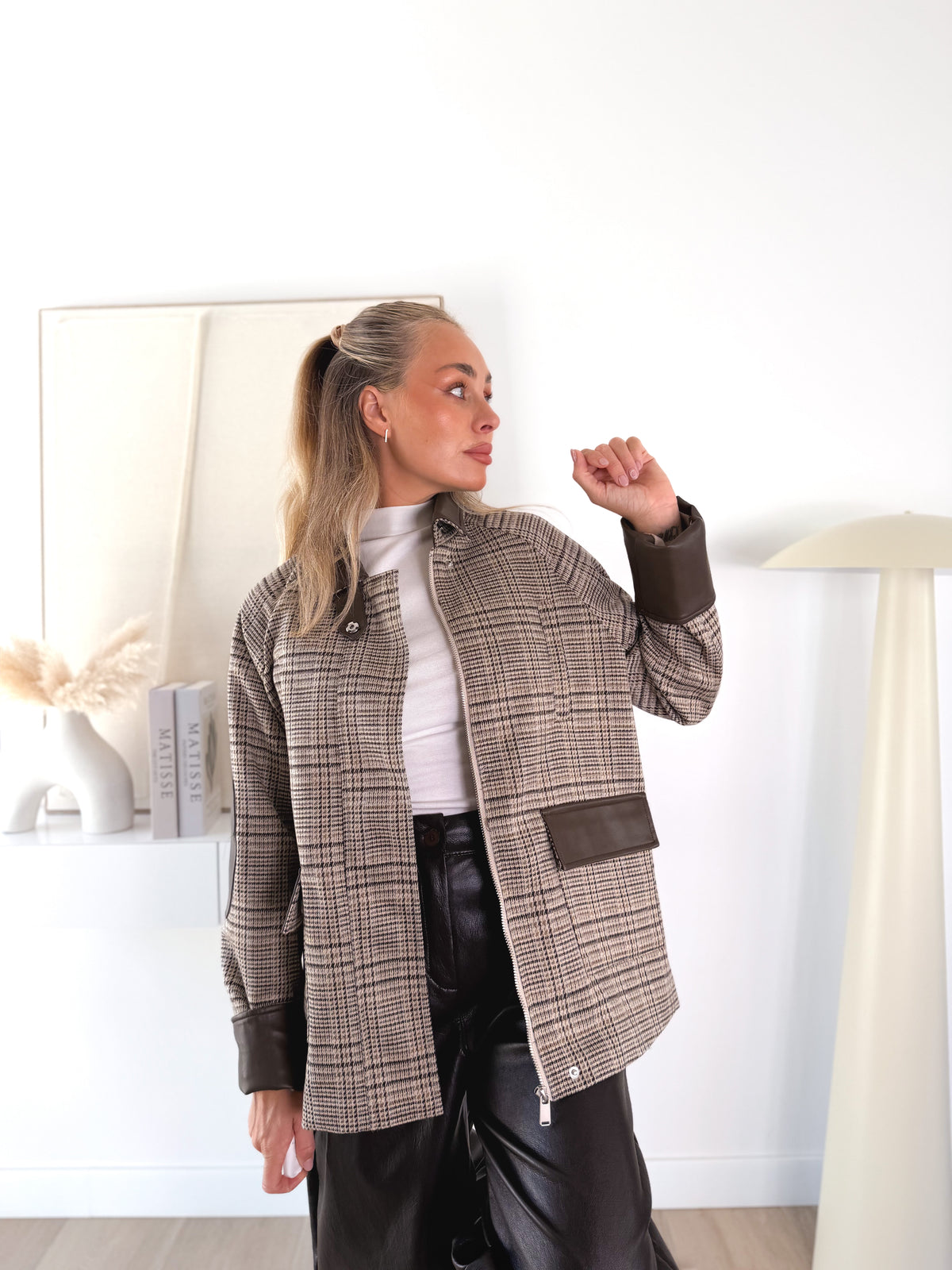 Chaqueta cuadros combinada
