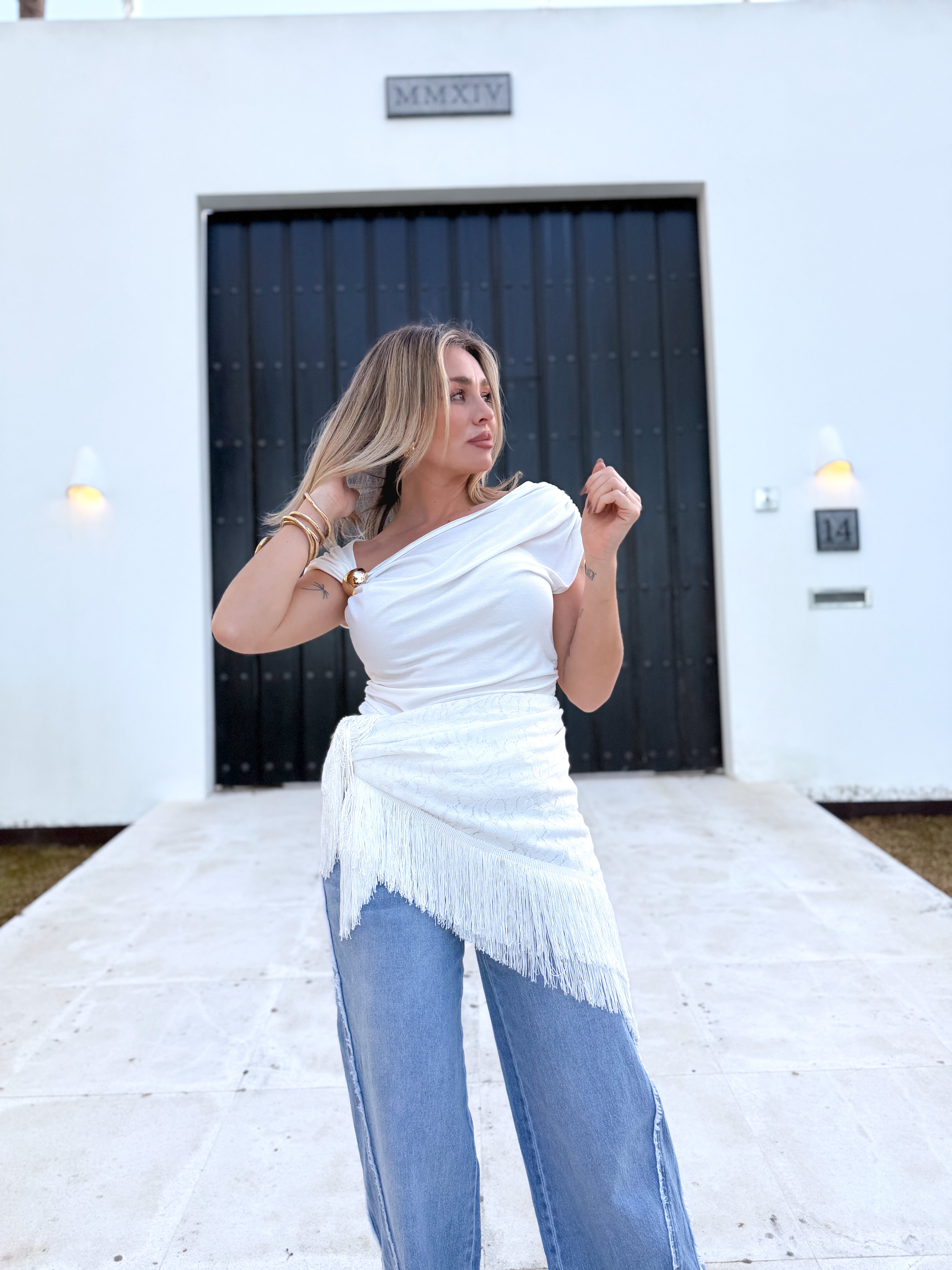Pareo bordado blanco