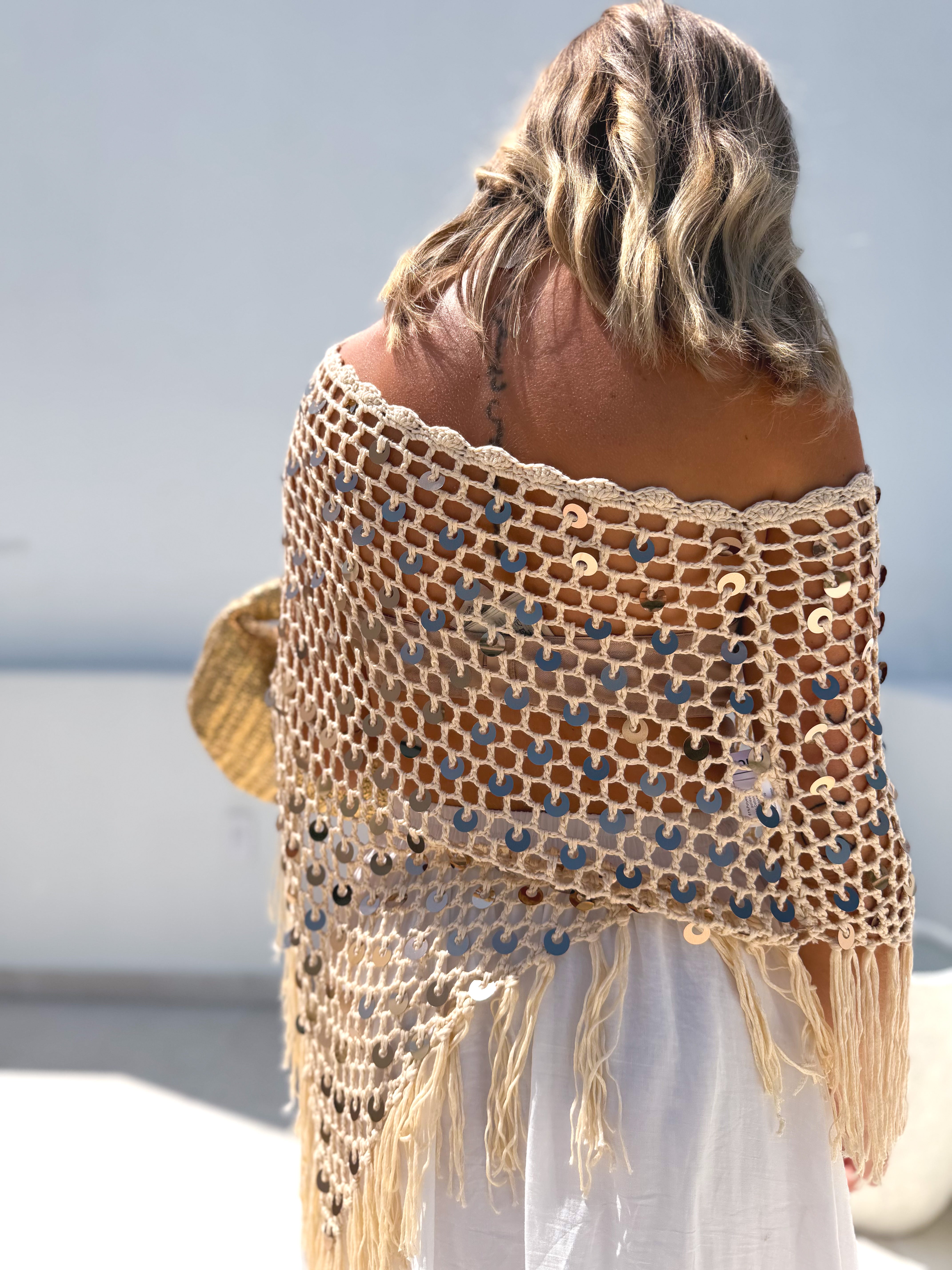 Poncho crochet combinado