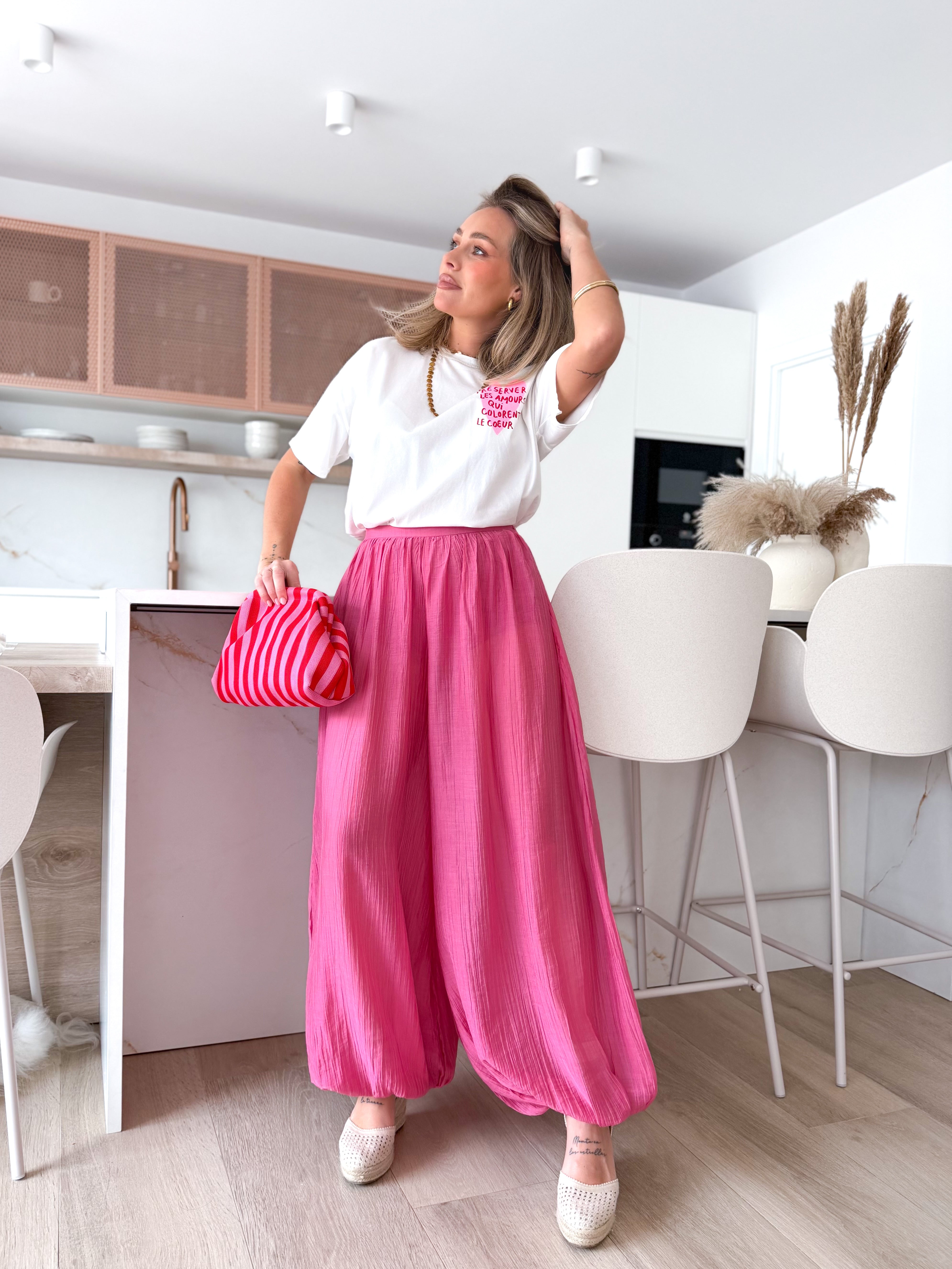 Pantalón fluido ballon rosa