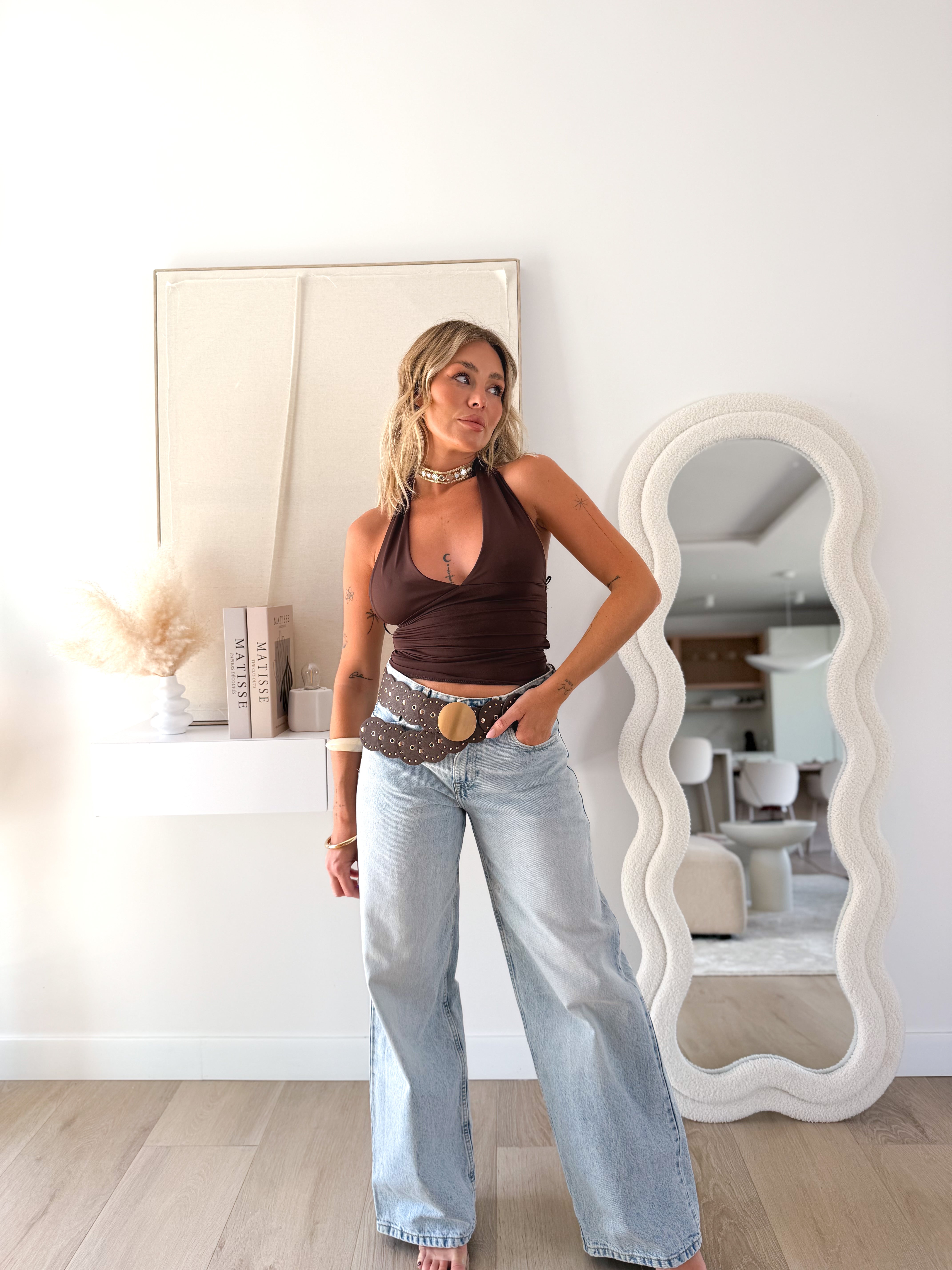 Top halter licra choco