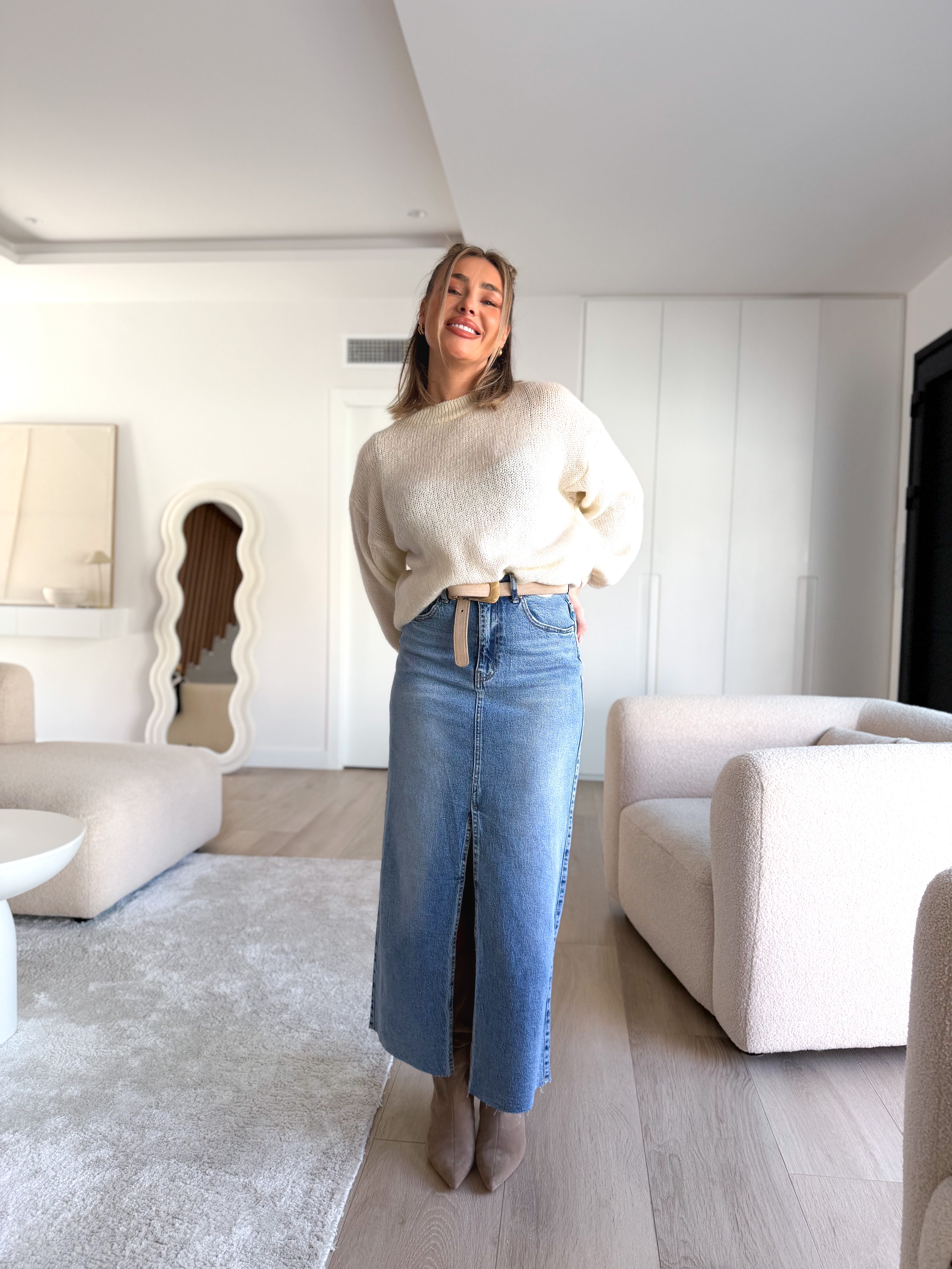 Falda larga denim
