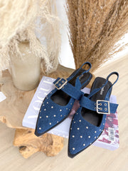 Zapato plano tachas denim