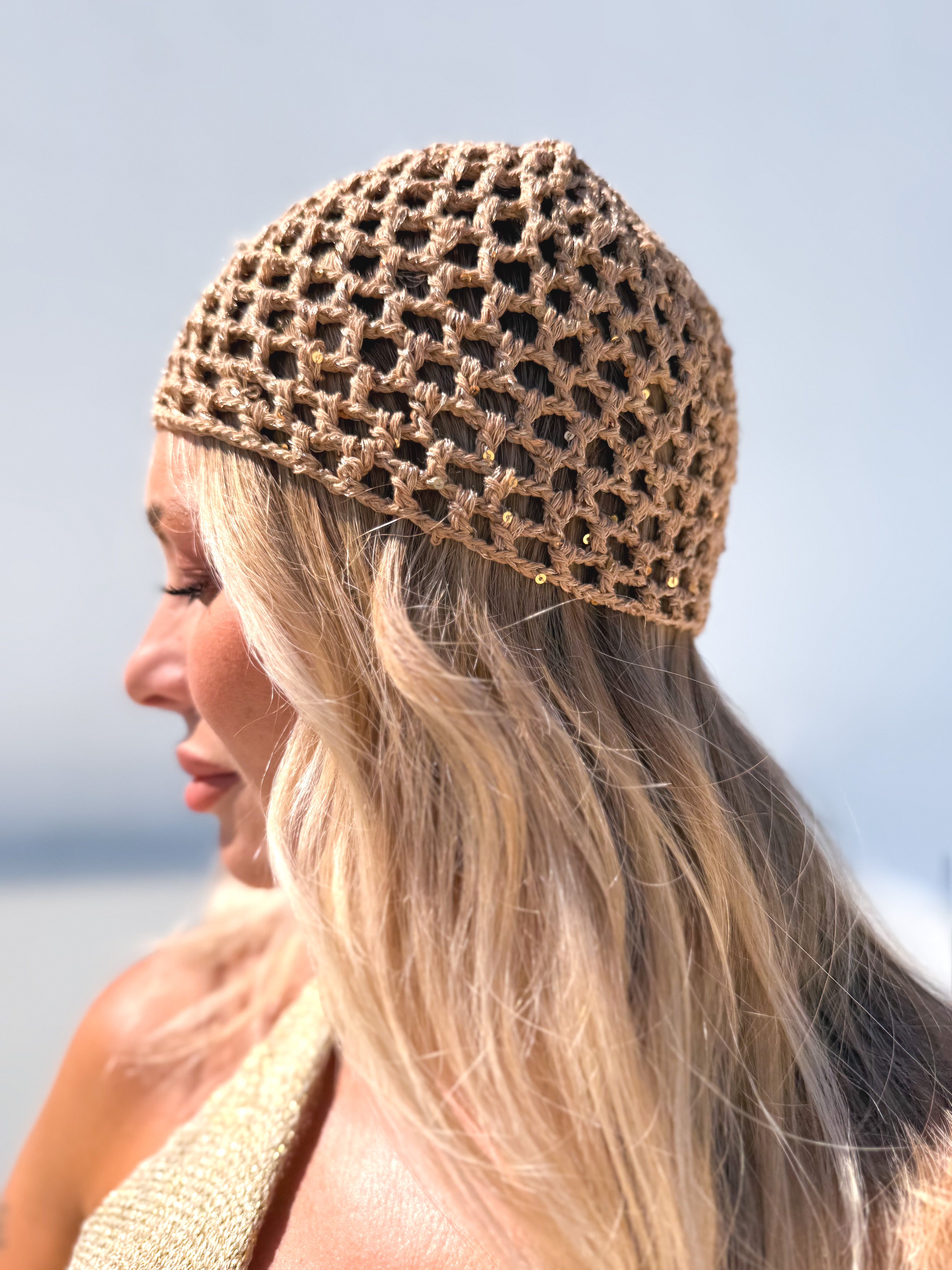 Casquete crochet Camel