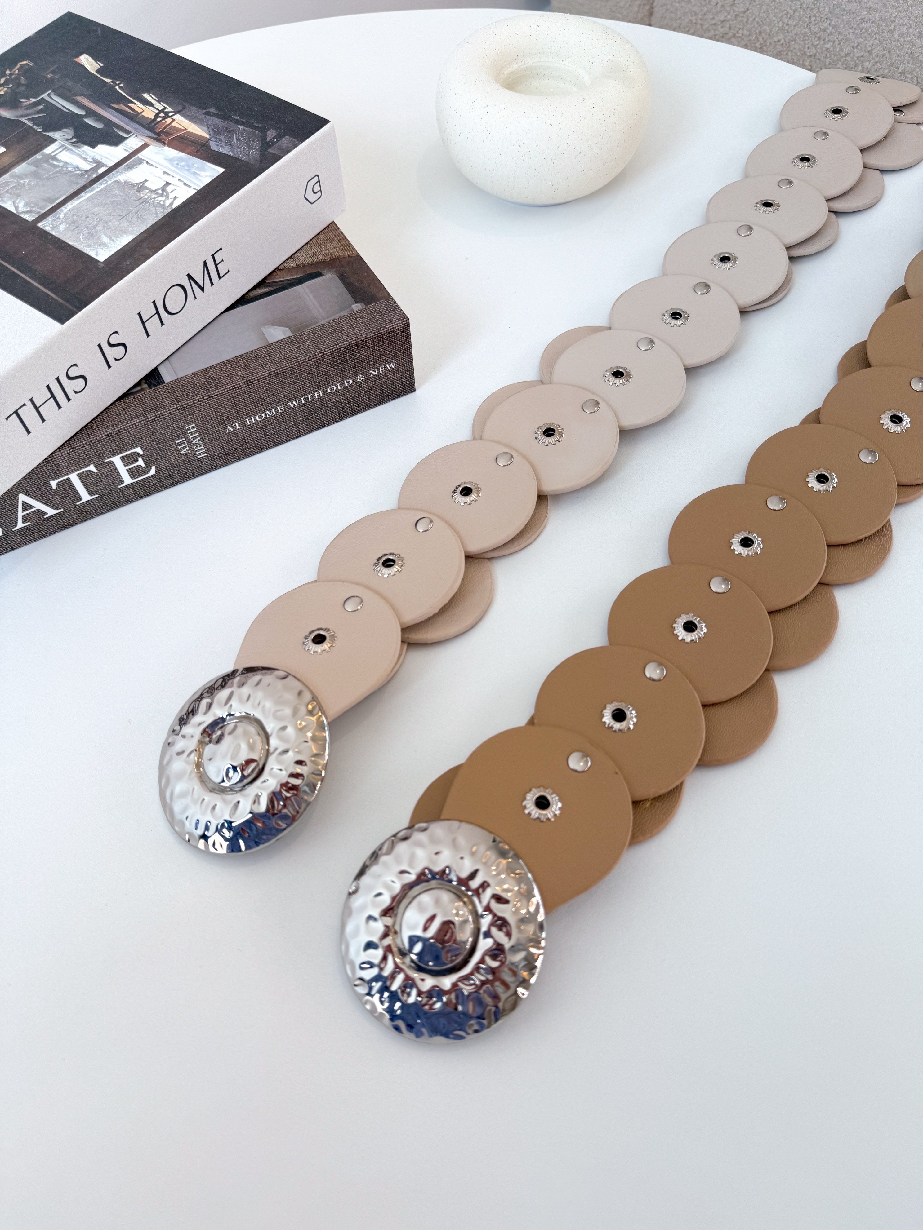 Cinturón eslabones hebilla plata