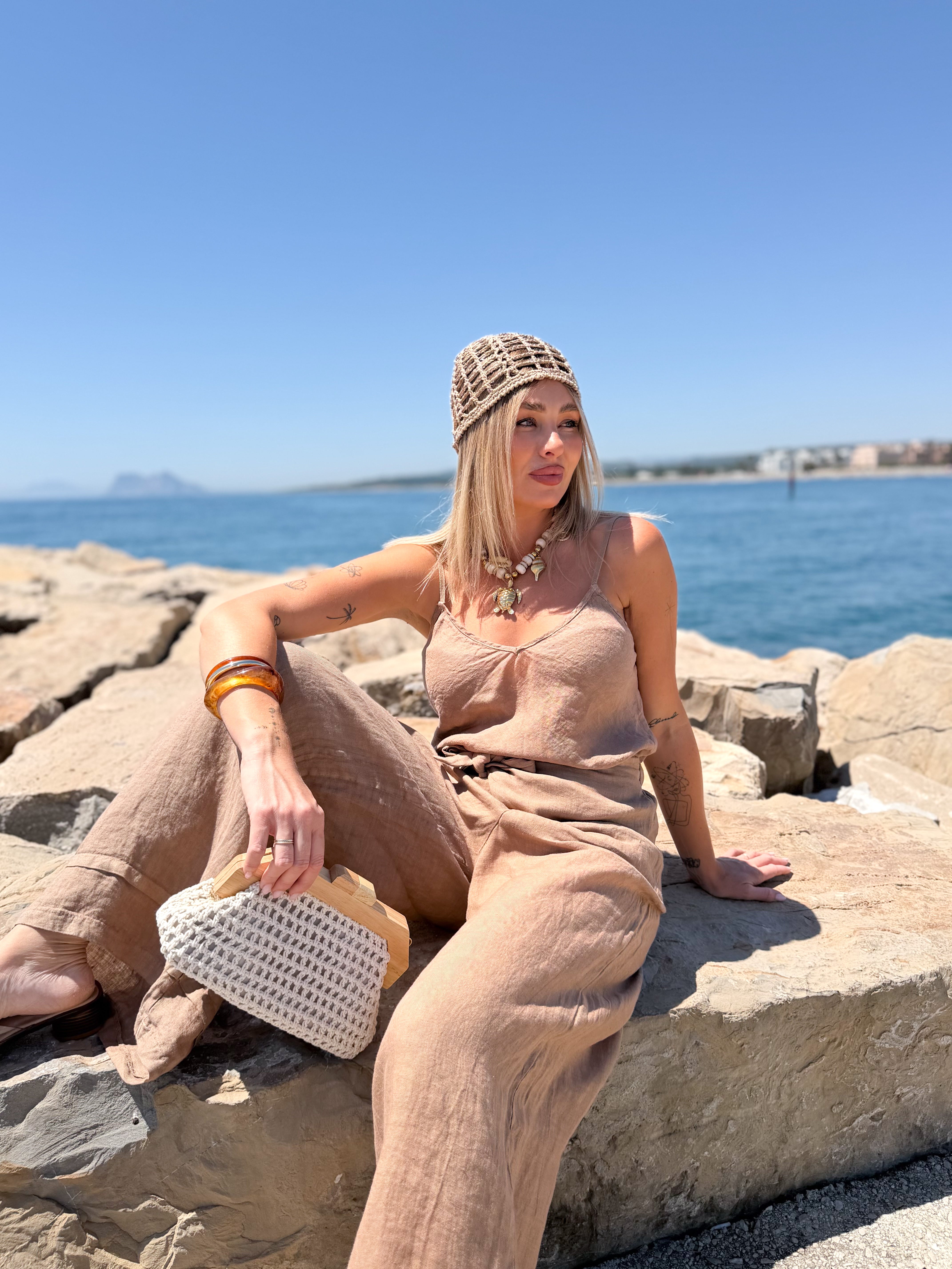 Casquete crochet Camel