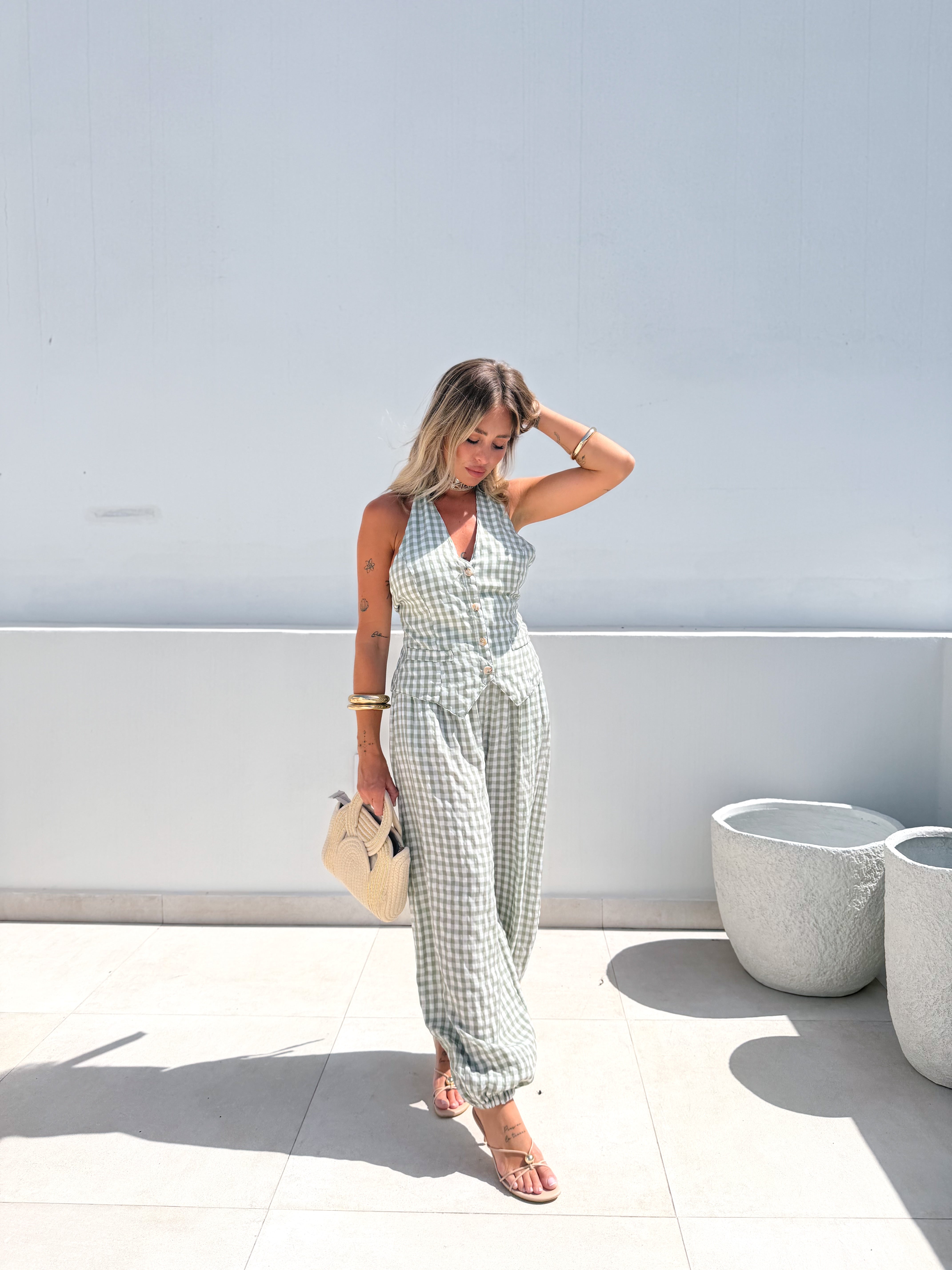 Conjunto Vichy verde