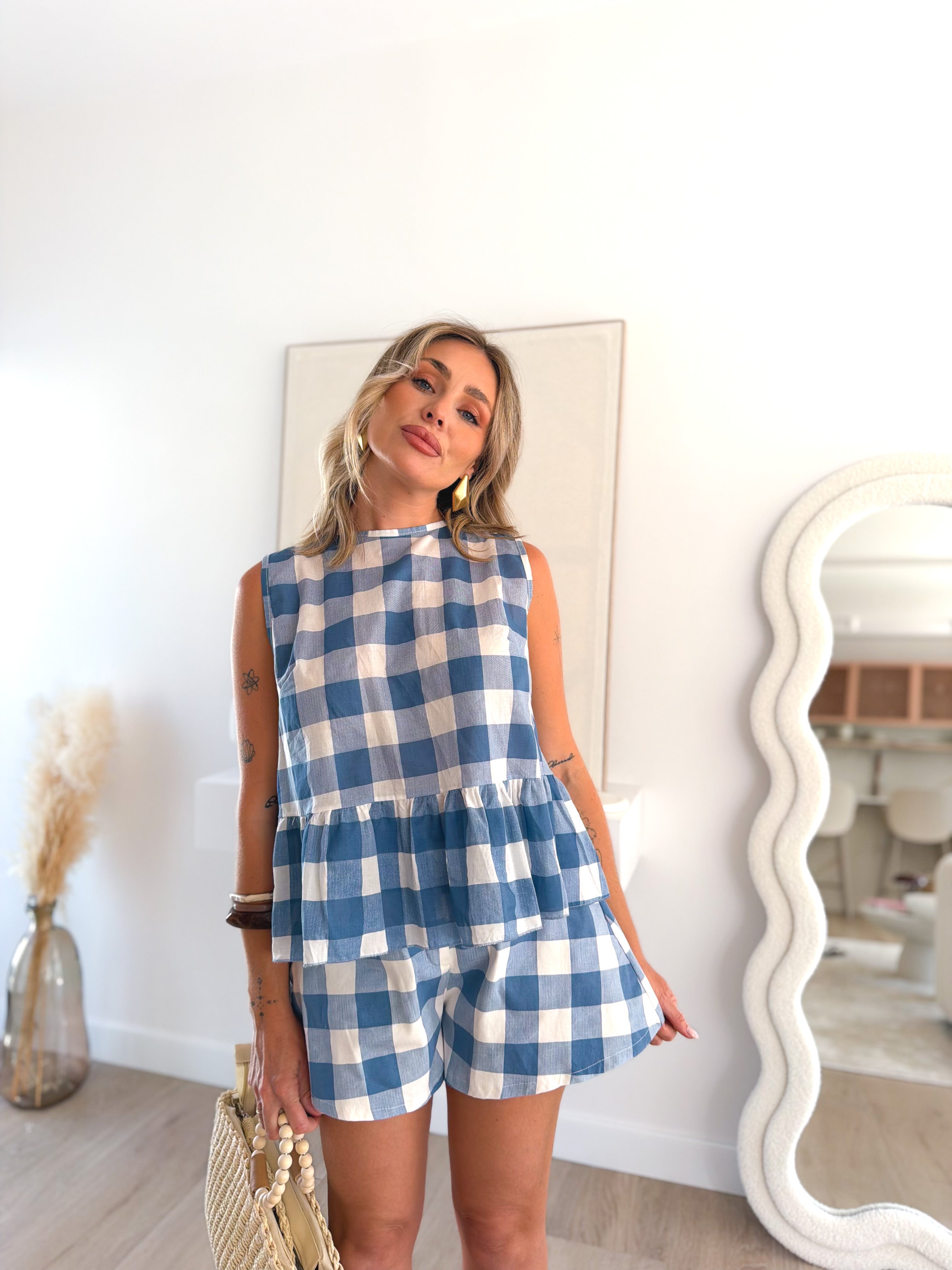 Blusa cuadros azul