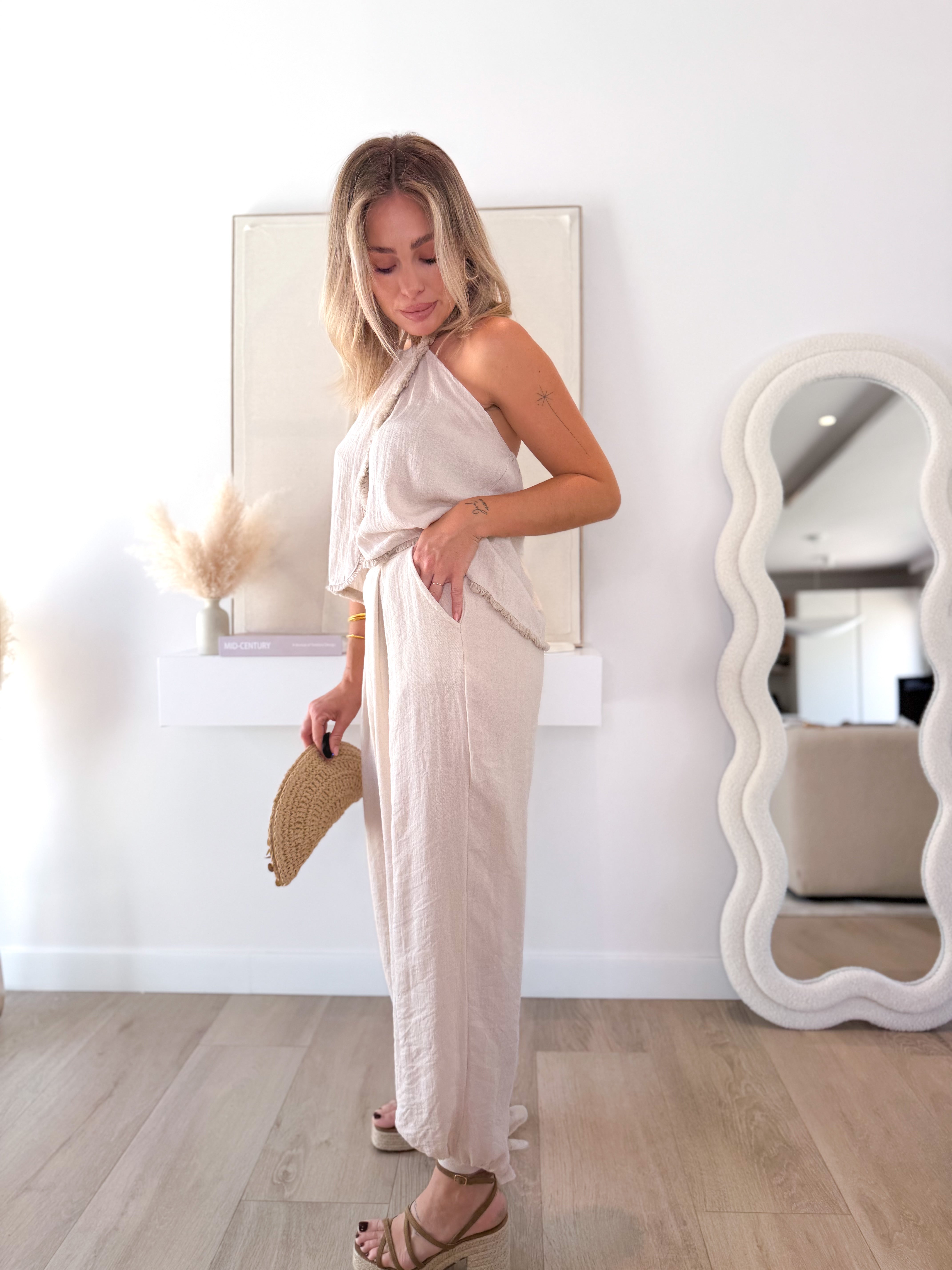 Pantalón bombacho beige
