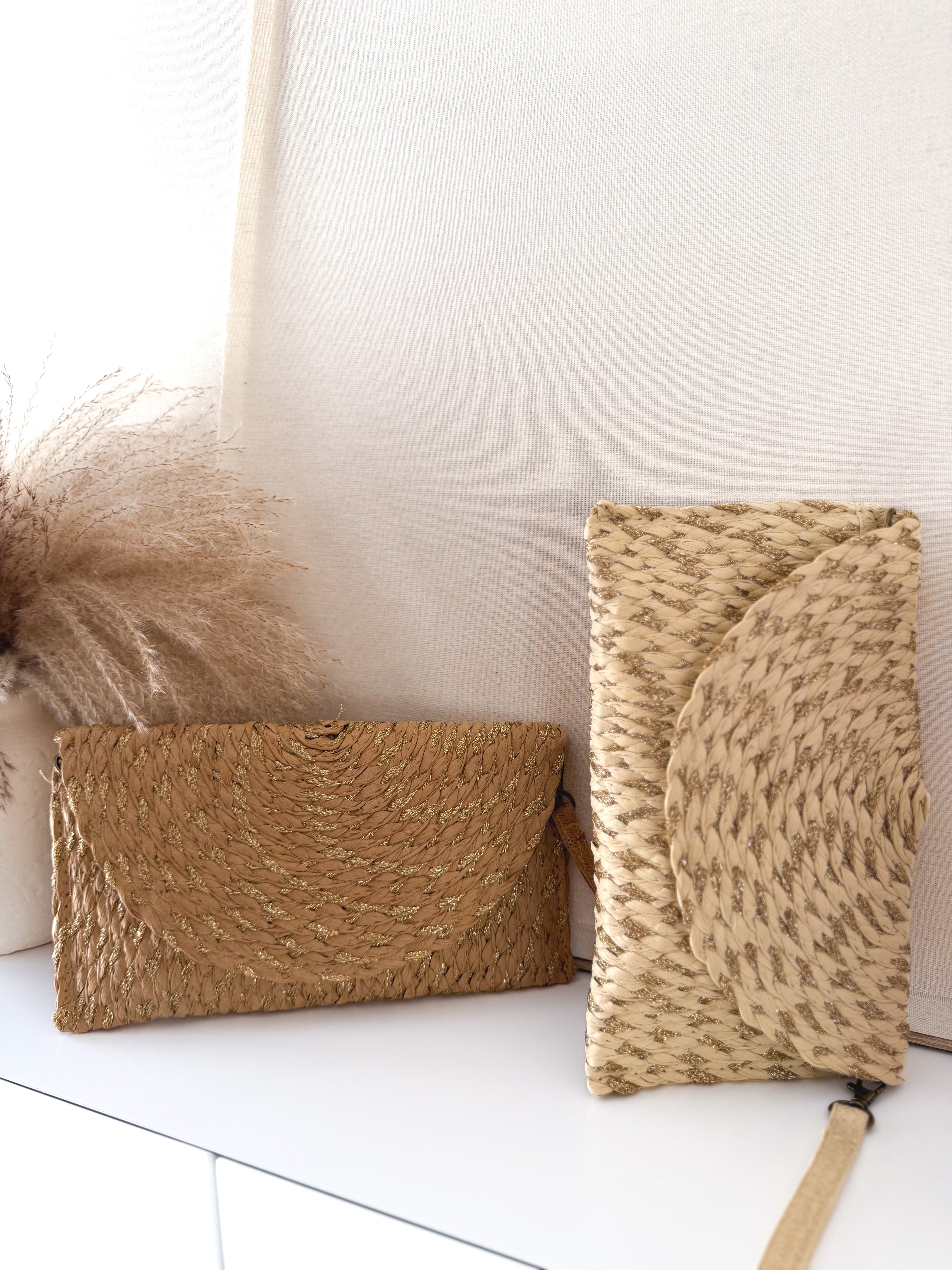 Cartera yute y oro