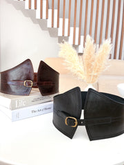 Cinturón ancho piel