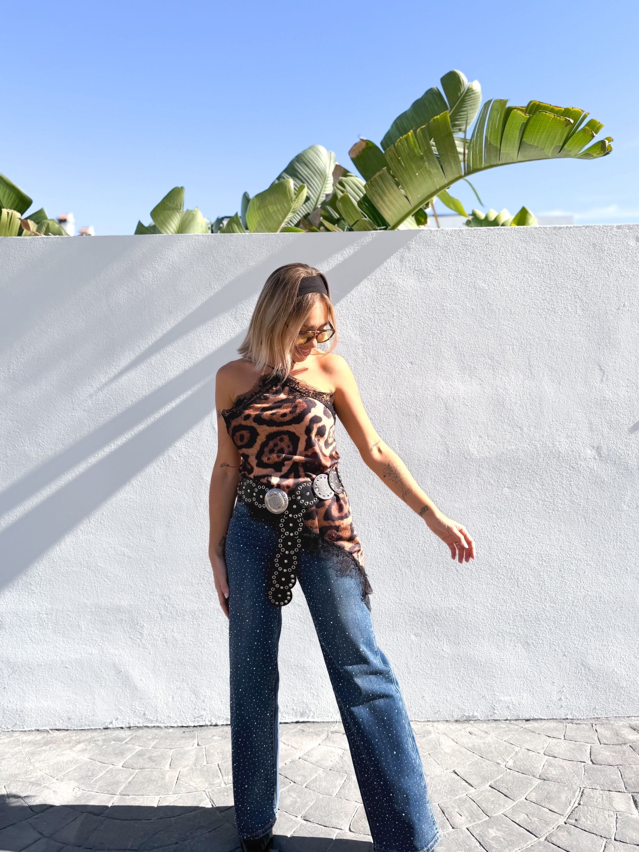 Top lencero cruzado print