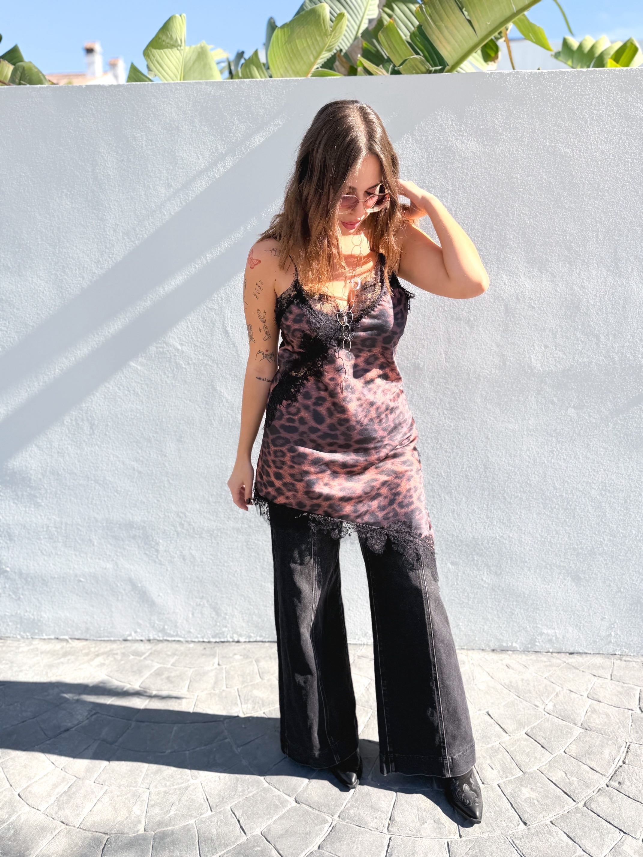 Top lencero largo print