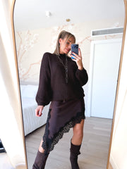 Falda top lencero asimétrico marrón