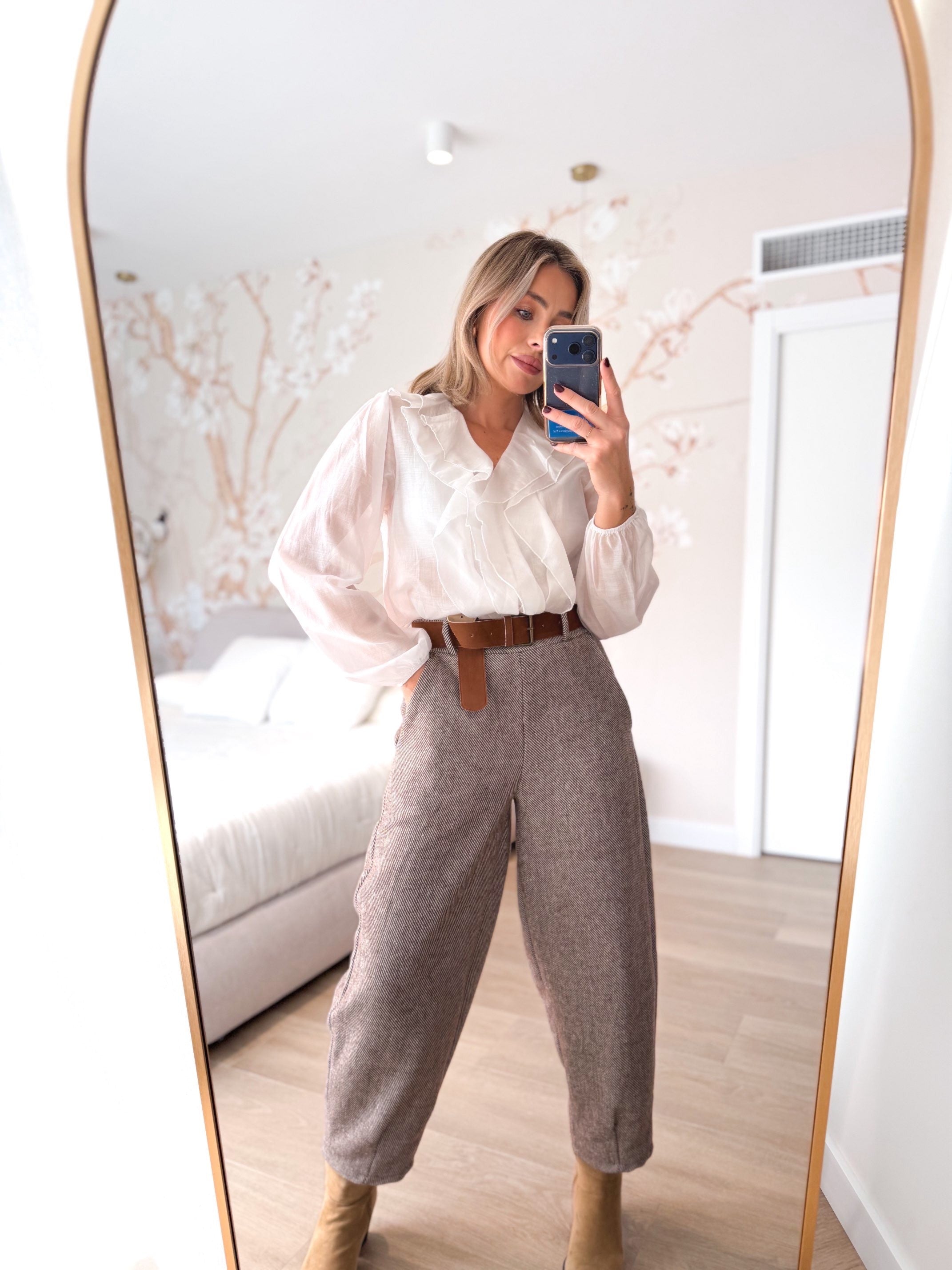 Blusa blanca volantes