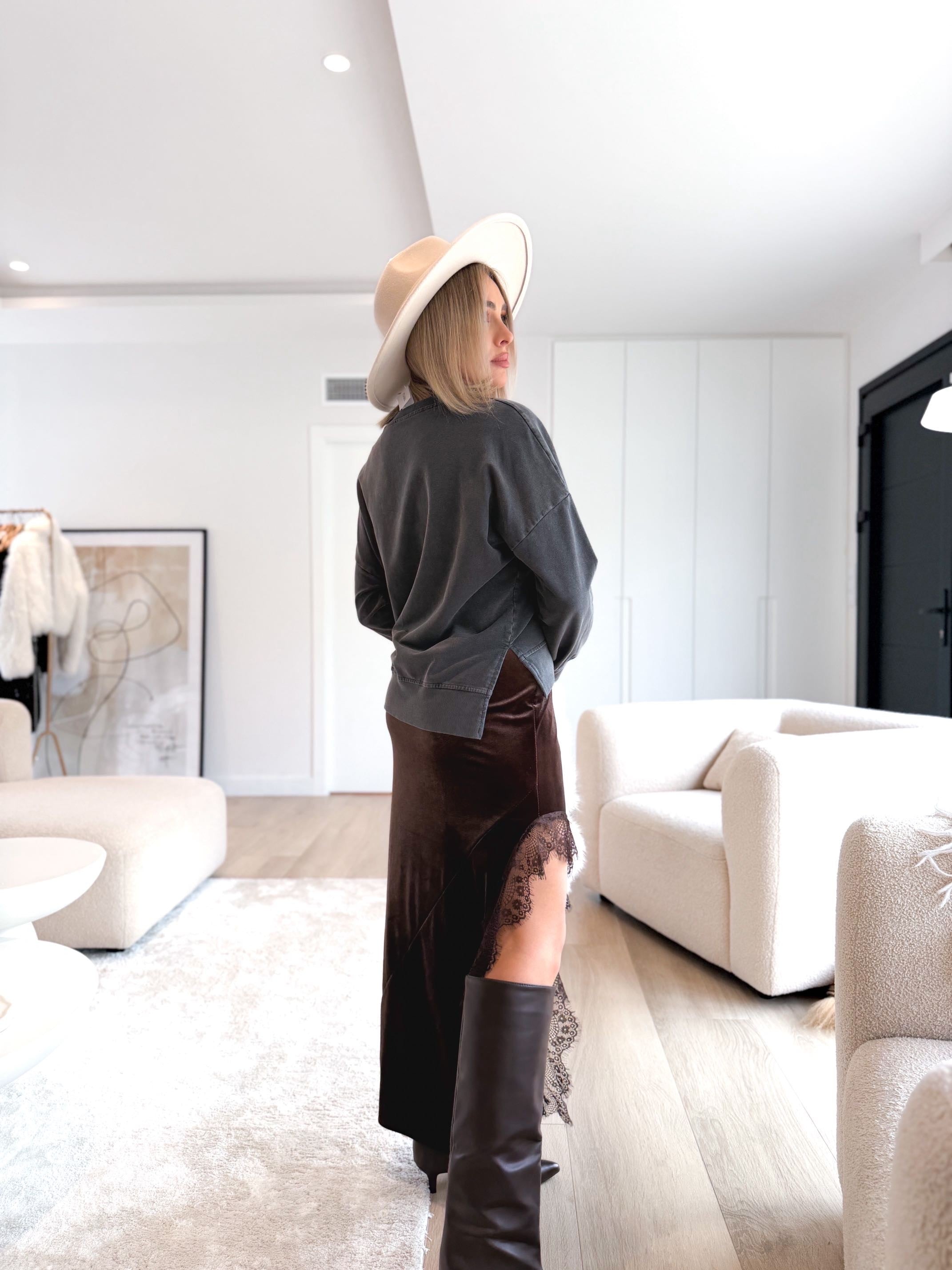 Falda lencera terciopelo